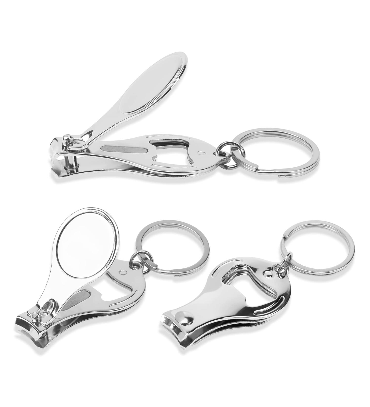 WSERE 3 Pack 3-in-1 Nail Clippers Bottle Opener Keychain - Stainless Steel Nail Trimmer Cutter for Toenail and Fingernail - Buy Online on SooperMarket.com