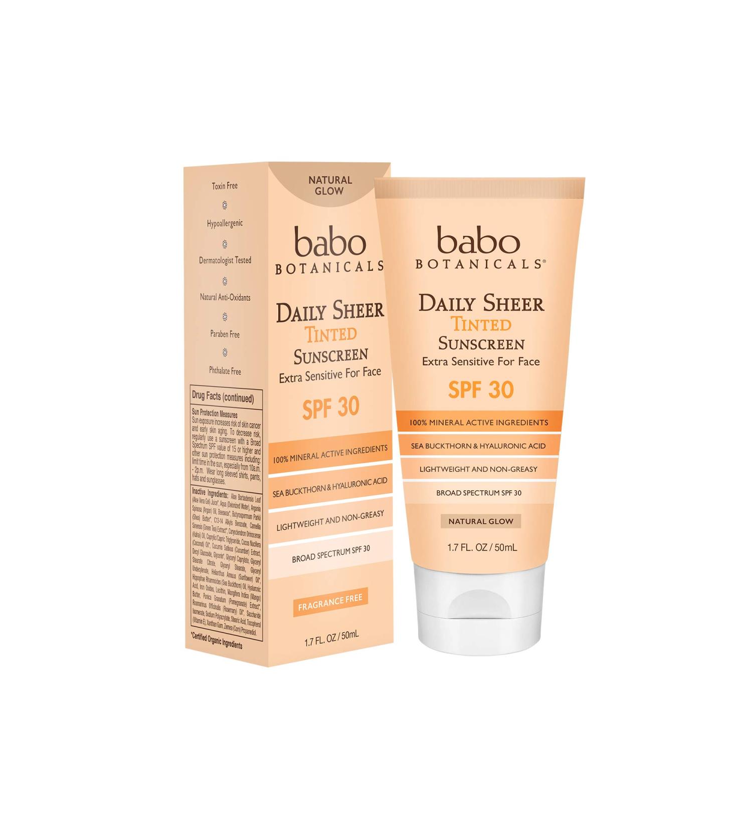 Babo Botanicals Daily Sheer Moisturizing Tinted Sunscreen SPF 30 - Natural Glow, Unscented, 1.7 Fl Oz - Buy Online on SooperMarket.com