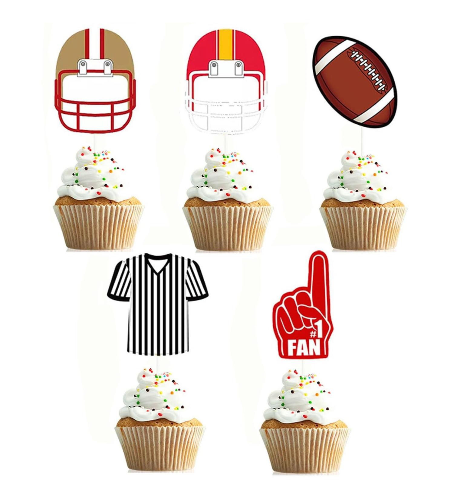 20Pcs American Football Cupcake Topper Rugby Ball Cupcake Topper Super Rugby Sports Theme Cake Decorations For Baby Shower Birthday Party Supplies - Buy Online on SooperMarket.com