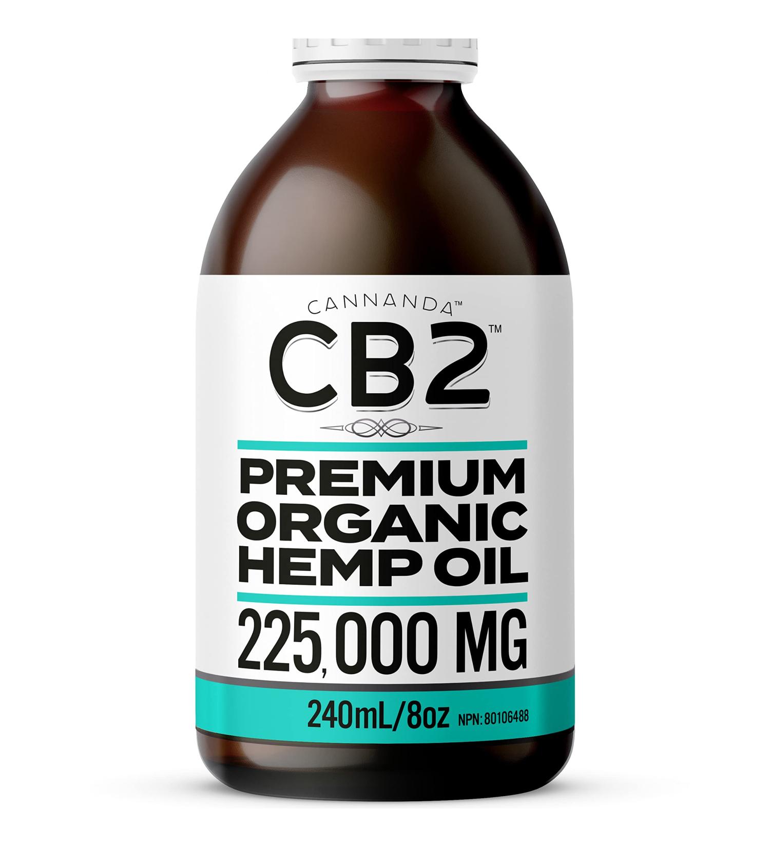 CB2 HEMP OIL - 225 000mg Extra Strength Organic / 240mL / 8oz | All Natural Pain Relief Anti-Inflammatory Tension & Stress Relief Enhanced Sleep | Enhanced with CB2 Extract + Omega 3 + GLA | Certified Organic Non-GMO | Made in Canada NATURAL HEMP - Buy Online on SooperMarket.com