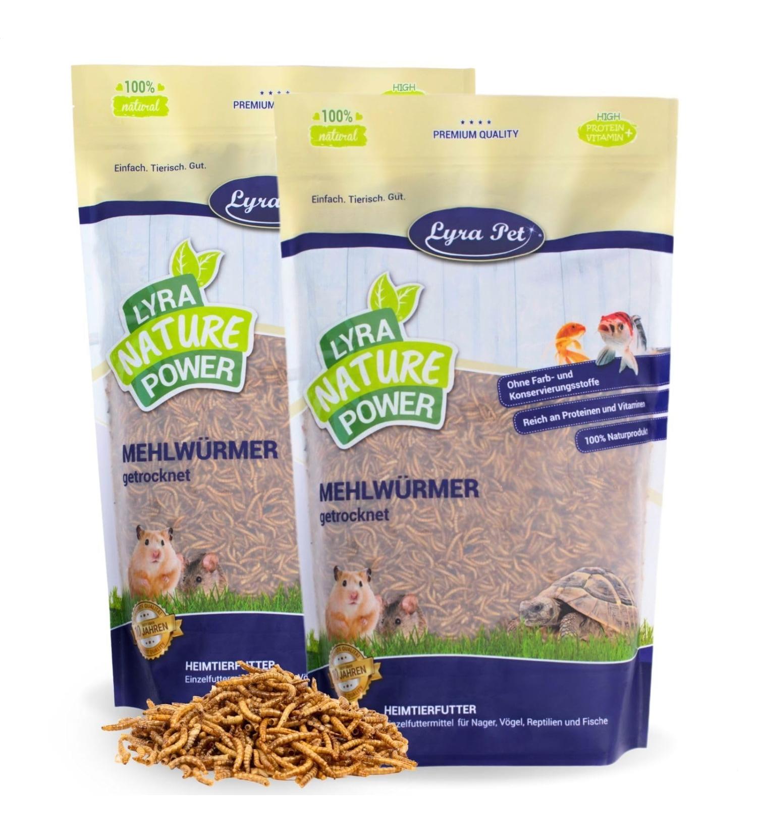 Lyra PET 2kg Dried Mealworms - Nutritious Protein Feed for Wild Birds Rodents Reptiles & Fish | Energy & Vitamins Included - Buy Online on SooperMarket.com