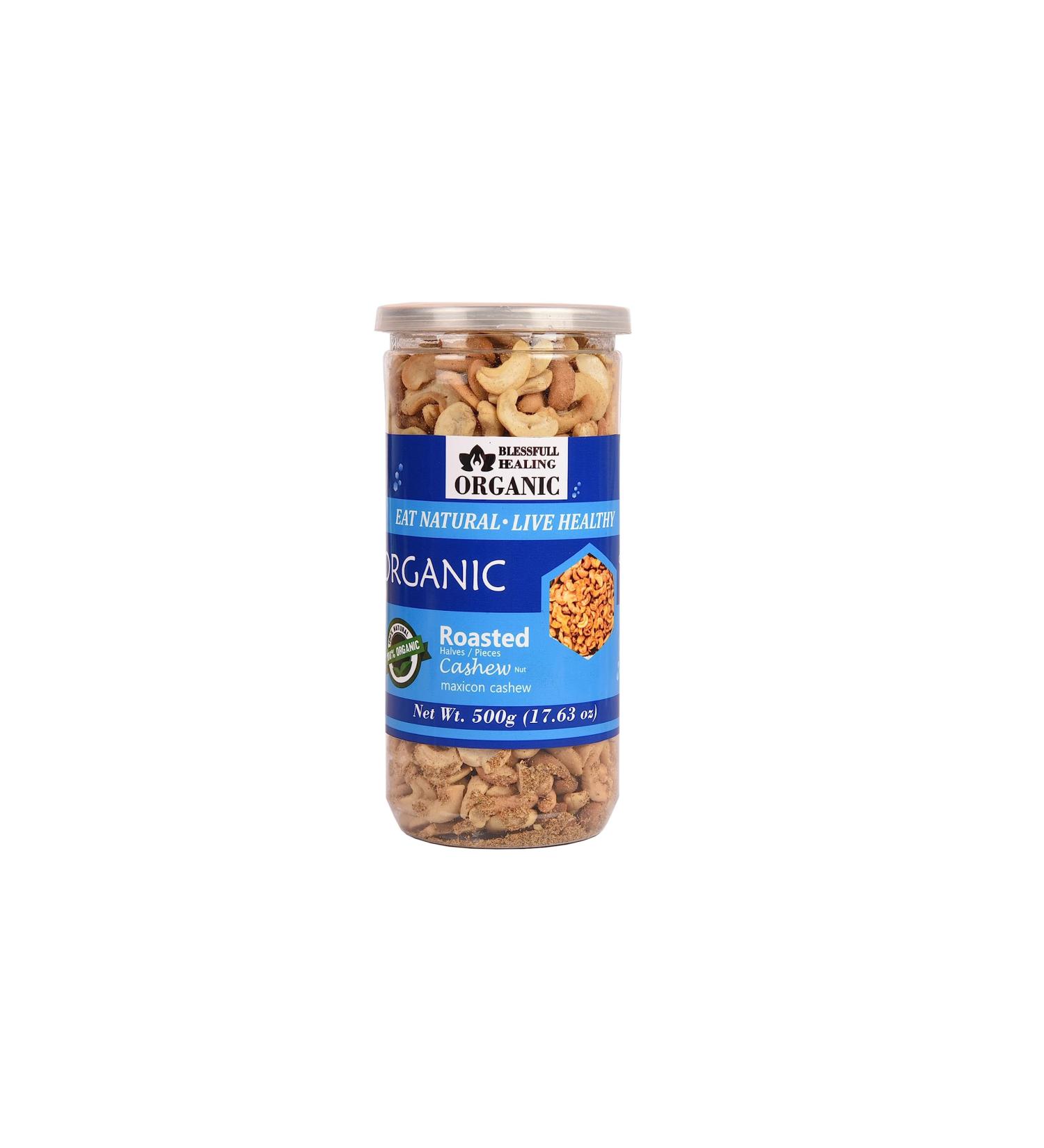 Blessfull Healing Organic Natural Vegan Maxicon Roasted Halves/Pieces Cashew Nuts Crunchy Kaju 500 Gram - Buy Online on SooperMarket.com