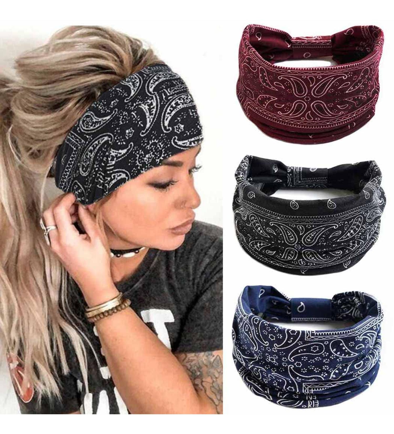 CAKURE Boho Wide Headbands Set-1 - Pack of 3 | African Turban Head Wraps for Women & Girls - Buy Online on SooperMarket.com