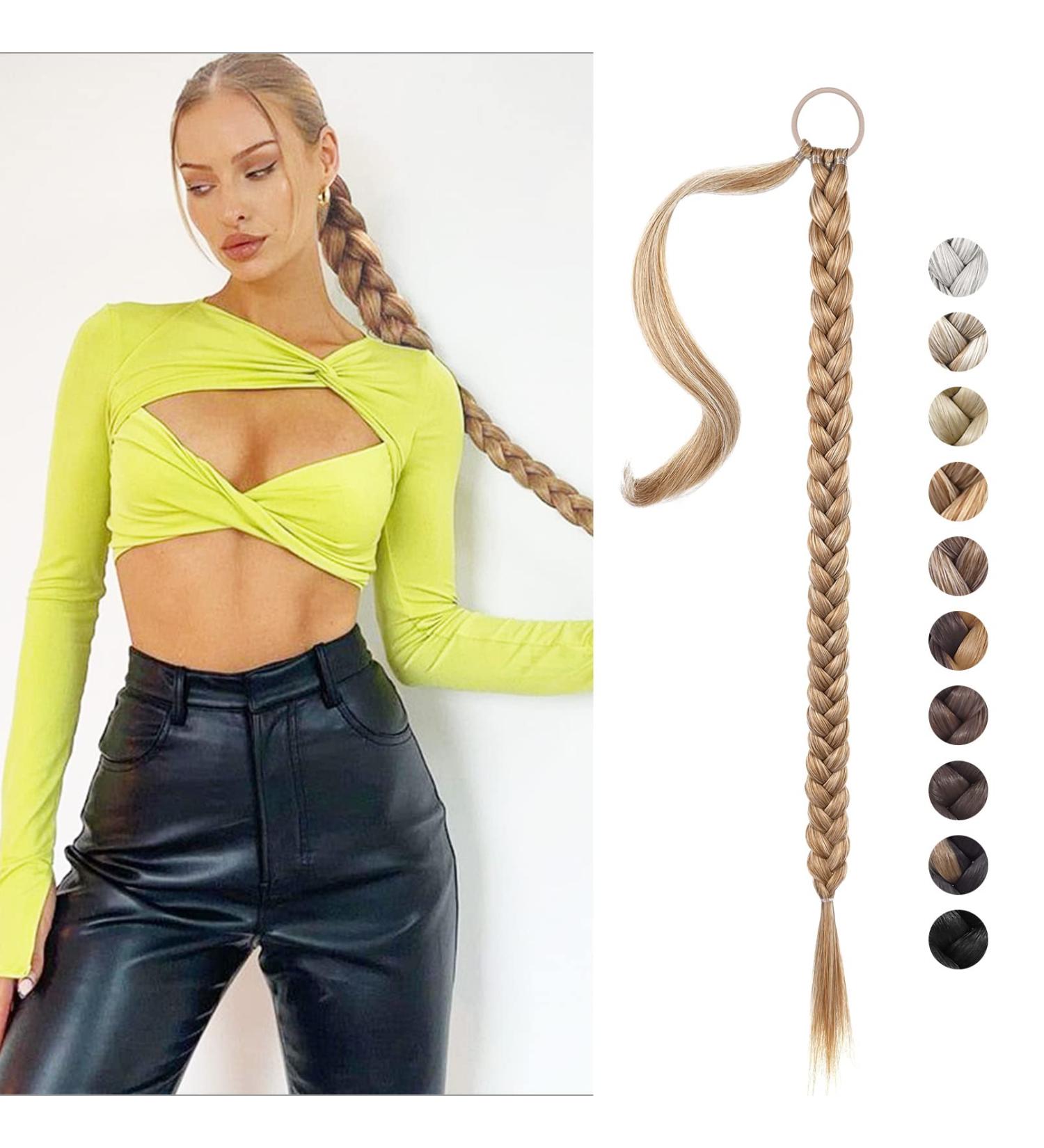 REECHO DIY Braid Ponytail Extension 26 Inch Golden Blonde - Natural Synthetic Hairpieces for Women - Buy Online on SooperMarket.com