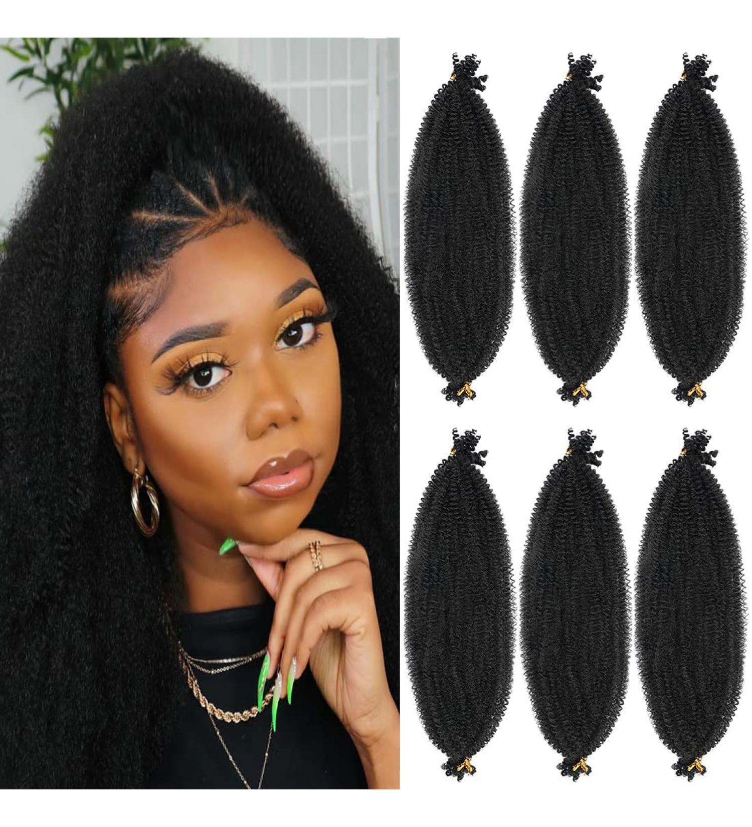 24 Inch Pre-Separated Springy Afro Twist Hair 6 Packs - Soft Synthetic Marley Twist Hair for Distressed Butterfly Locs - Ideal for Wrapping and Braiding - Black Women (1B) - Buy Online on SooperMarket.com