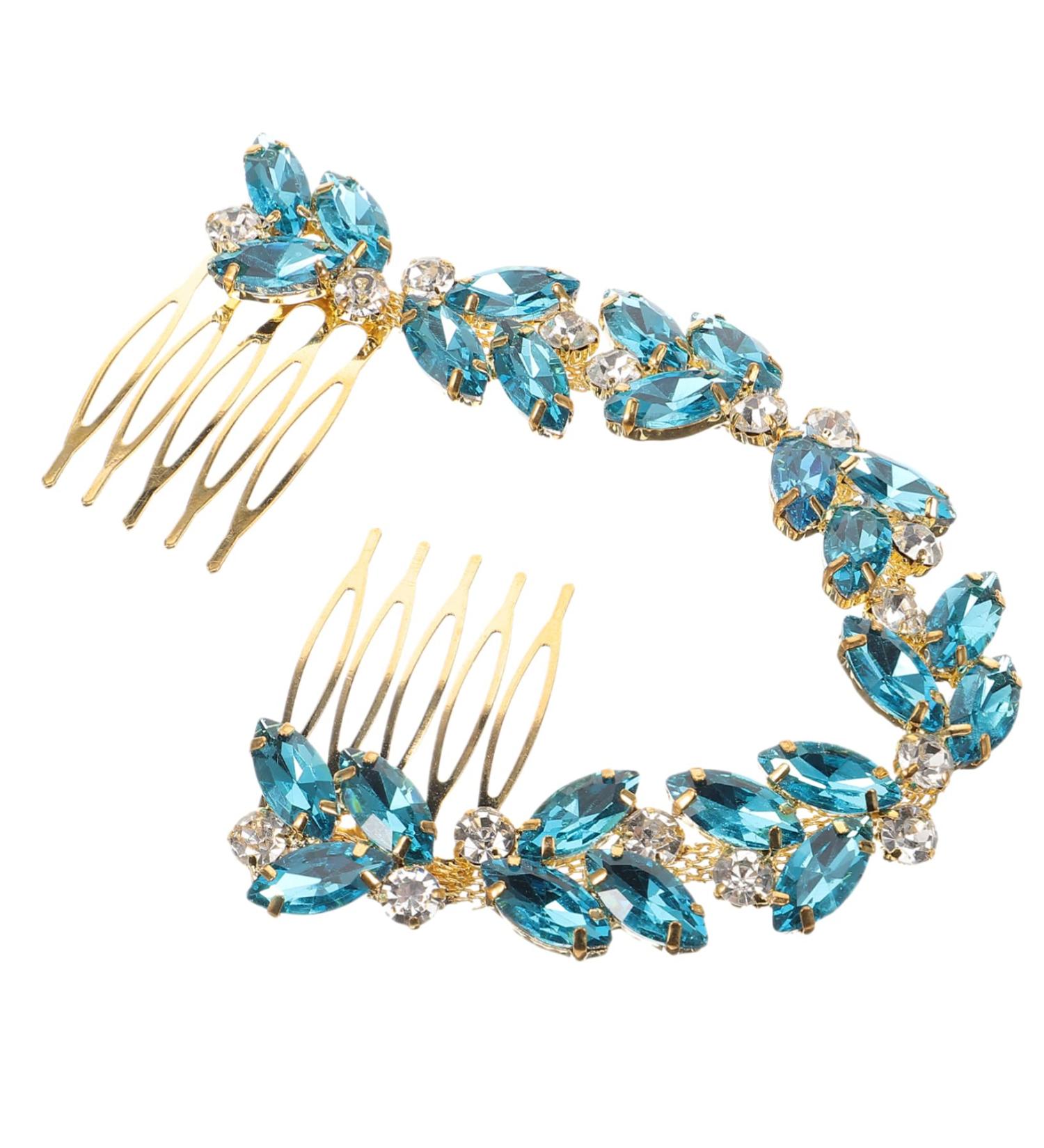 ABOOFAN Piece Rhinestone Chain Hair Comb Crystal Hair Clip Hair Comb Slide Clip Bridal Hair Pin Hair Clips Hair Side Comb Flower Girls Hair Pin Hair Fork Wedding Bridesmaid Headband Alloy Sky-blue 0.6X4.5X19CM - Buy Online on SooperMarket.com