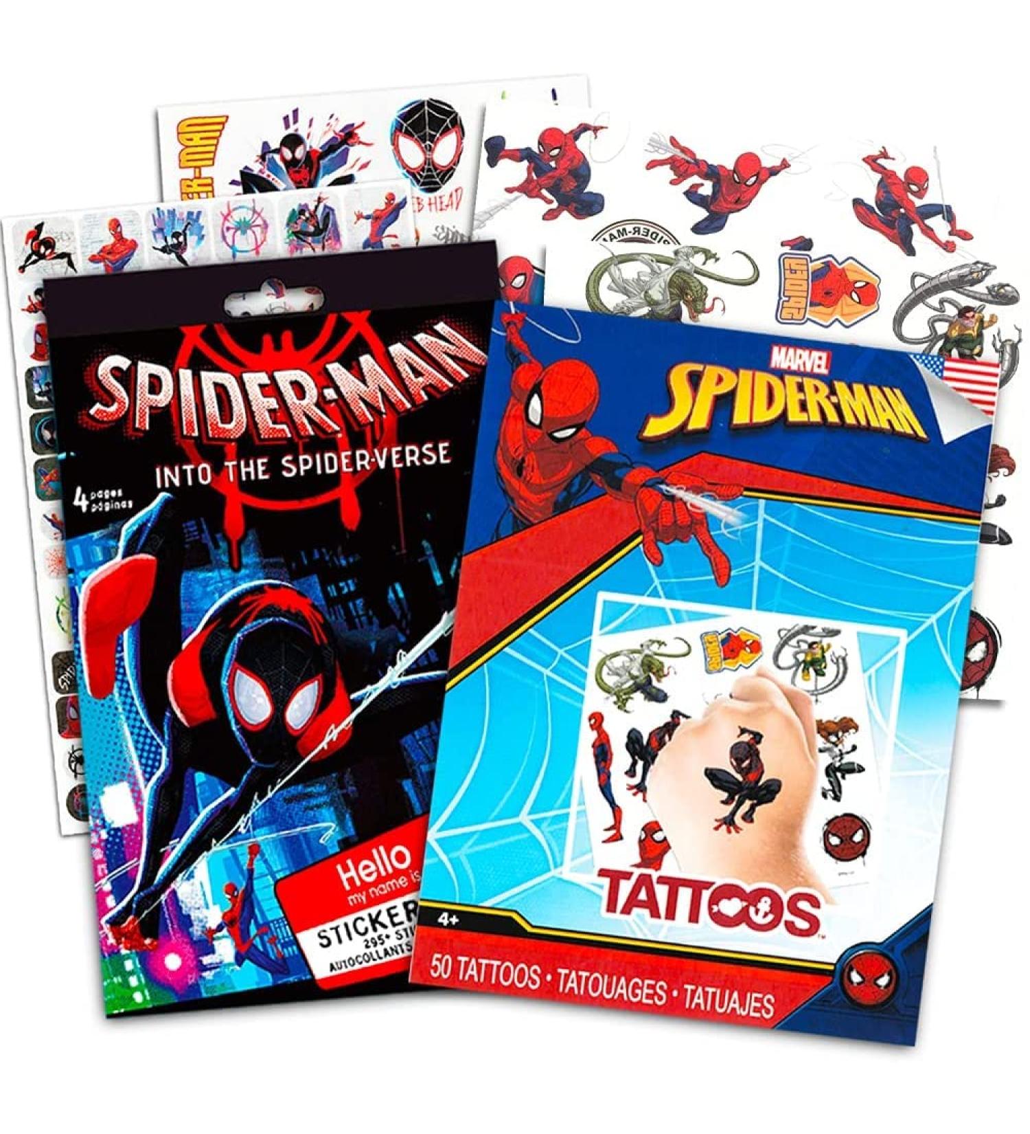 Spiderman Stickers & Tattoos Bundle - 295+ Spider-Verse Stickers & 50 Temporary Tattoos - Buy Online on SooperMarket.com