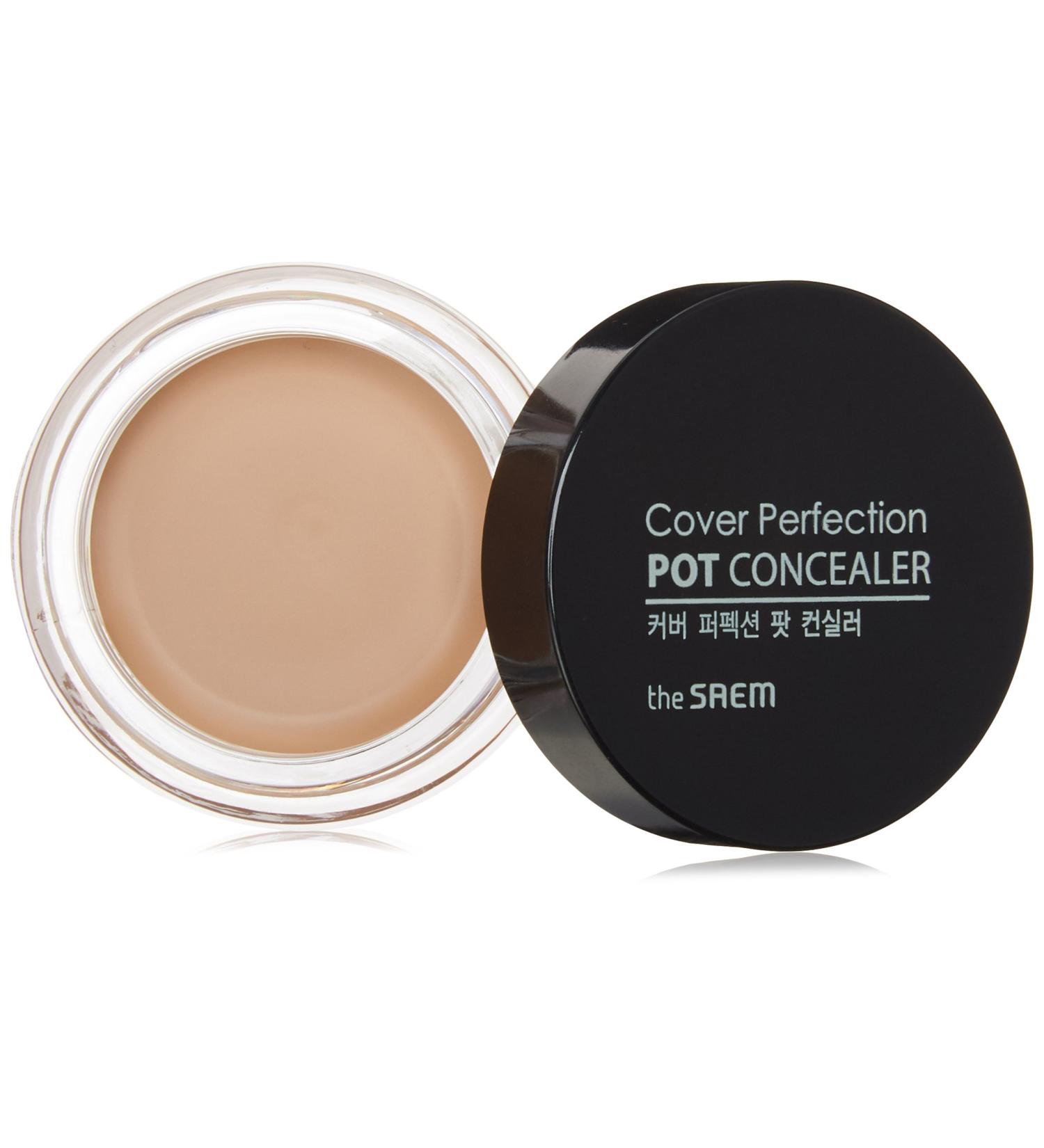 the SAEM  Cover Perfection Pot Concealer 4g  Clear Beige - Instantly Adhering High Adherence & Coverage  Tight and Matte Fitting Long Lasting Balm Concealer
