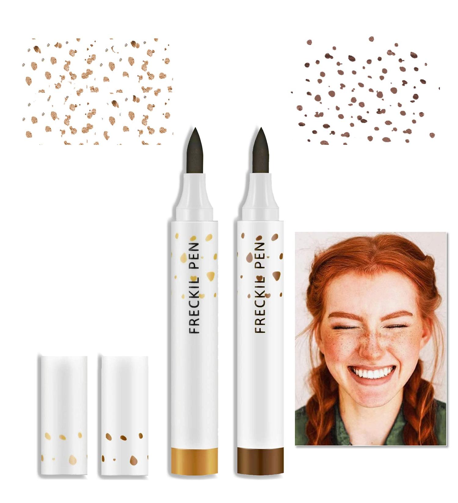 Freckle Pen Artificial Fake Freckles Create Fashionable Natural Freckles Makeup Waterproof Long Lasting Soft Dot Sopt Pen for Face Makeup(Dark Brown and Light Brown ) - Buy Online on SooperMarket.com