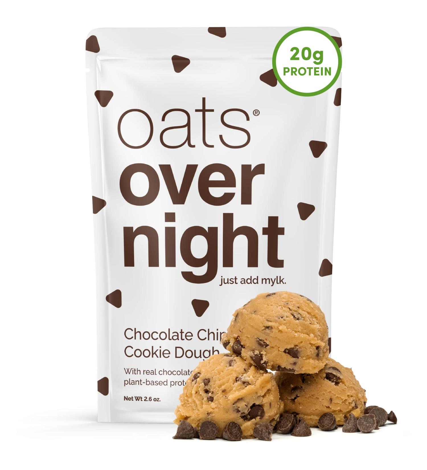 Oats Overnight Vegan Breakfast Shake - Chocolate Chip Cookie Dough Flavor - 20g Protein - High Fiber & Gluten-Free - Non GMO Oatmeal - 8 Pack (2.6 oz per meal) - Buy Online on SooperMarket.com