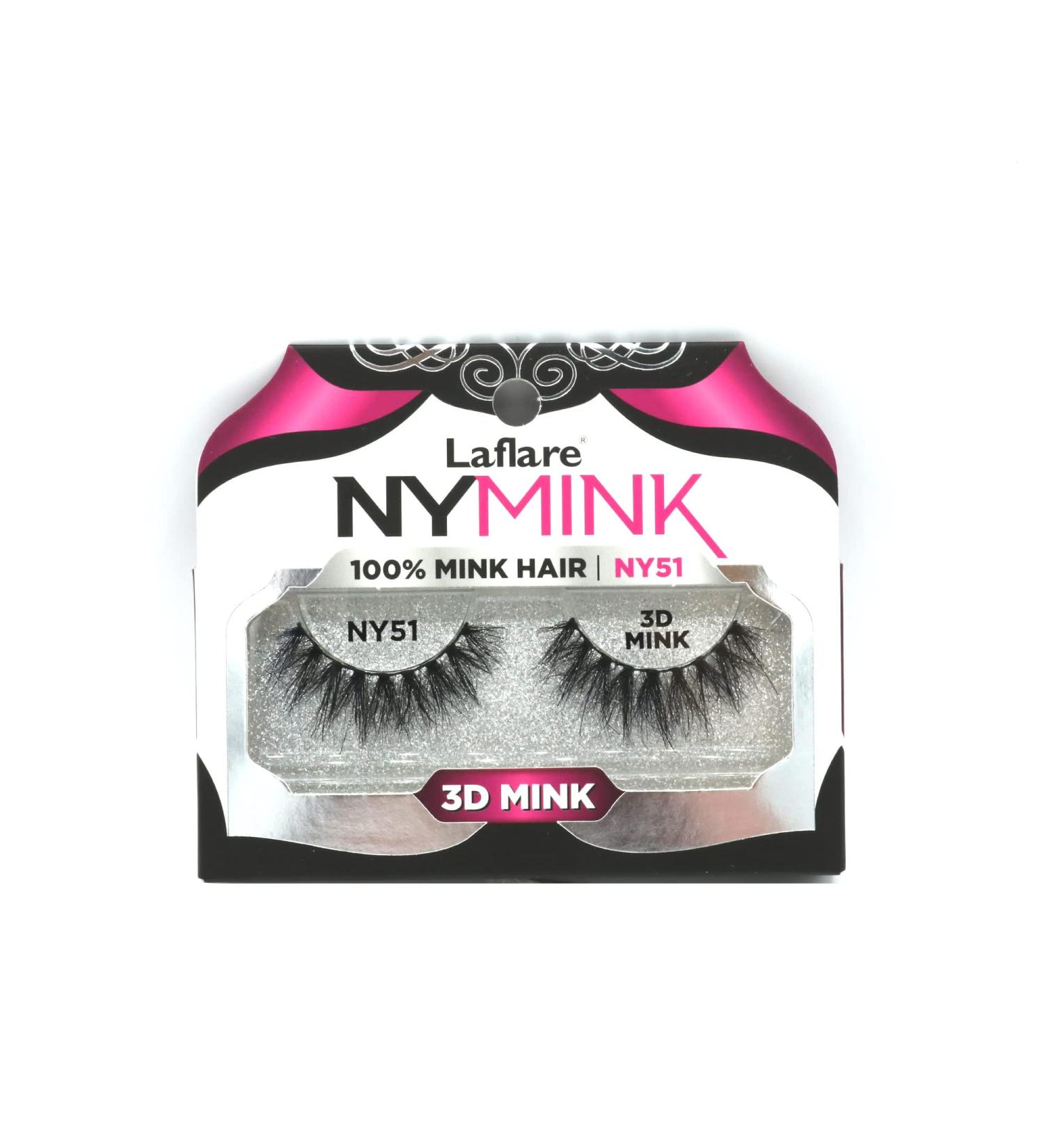 Laflare 3D NY Mink Eyelashes - Luxury 100% Real Mink Hair Lashes for Natural, Light, Trendy Look - Reusable and Multi-layered (NY51) - Buy Online on SooperMarket.com