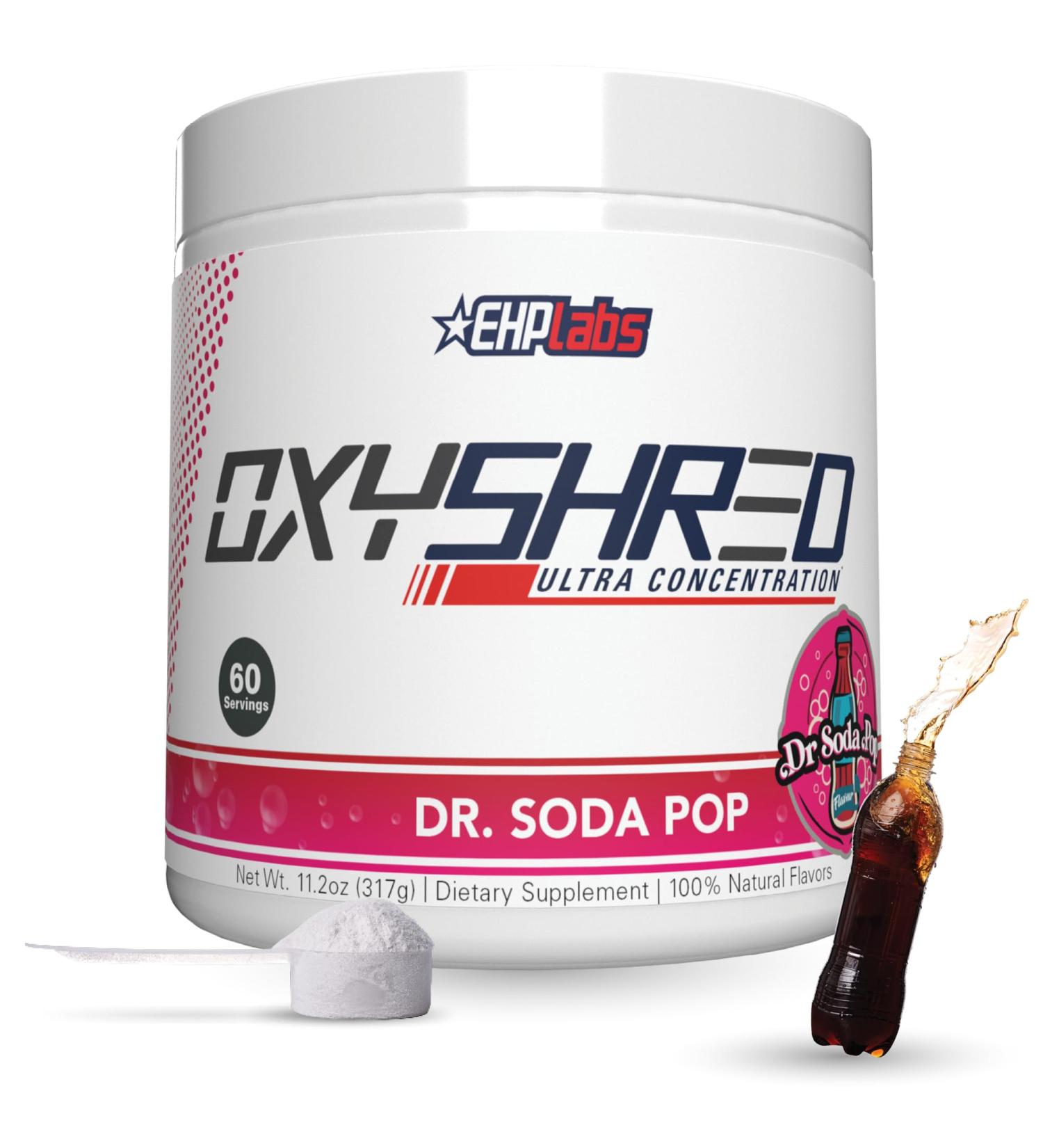 EHP Labs OxyShred Thermogenic Pre Workout Powder & Shredding Supplement - Preworkout for Men & Women Sugar Free Energy Powder with 150mg of Caffeine - Dr. Soda Pop 60 Servings - Buy Online on SooperMarket.com