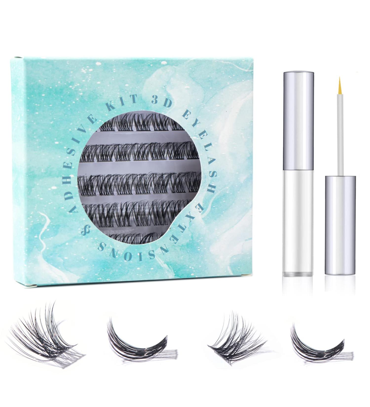SISILILY Individual Lashes Cluster 50 Pcs Kit | DIY Reusable 3D Eyelash Extension | Soft Natural C CC D Curl Individual Eyelashes with Glue | 10/12/14/15/16mm Length - DM12 - Buy Online on SooperMarket.com