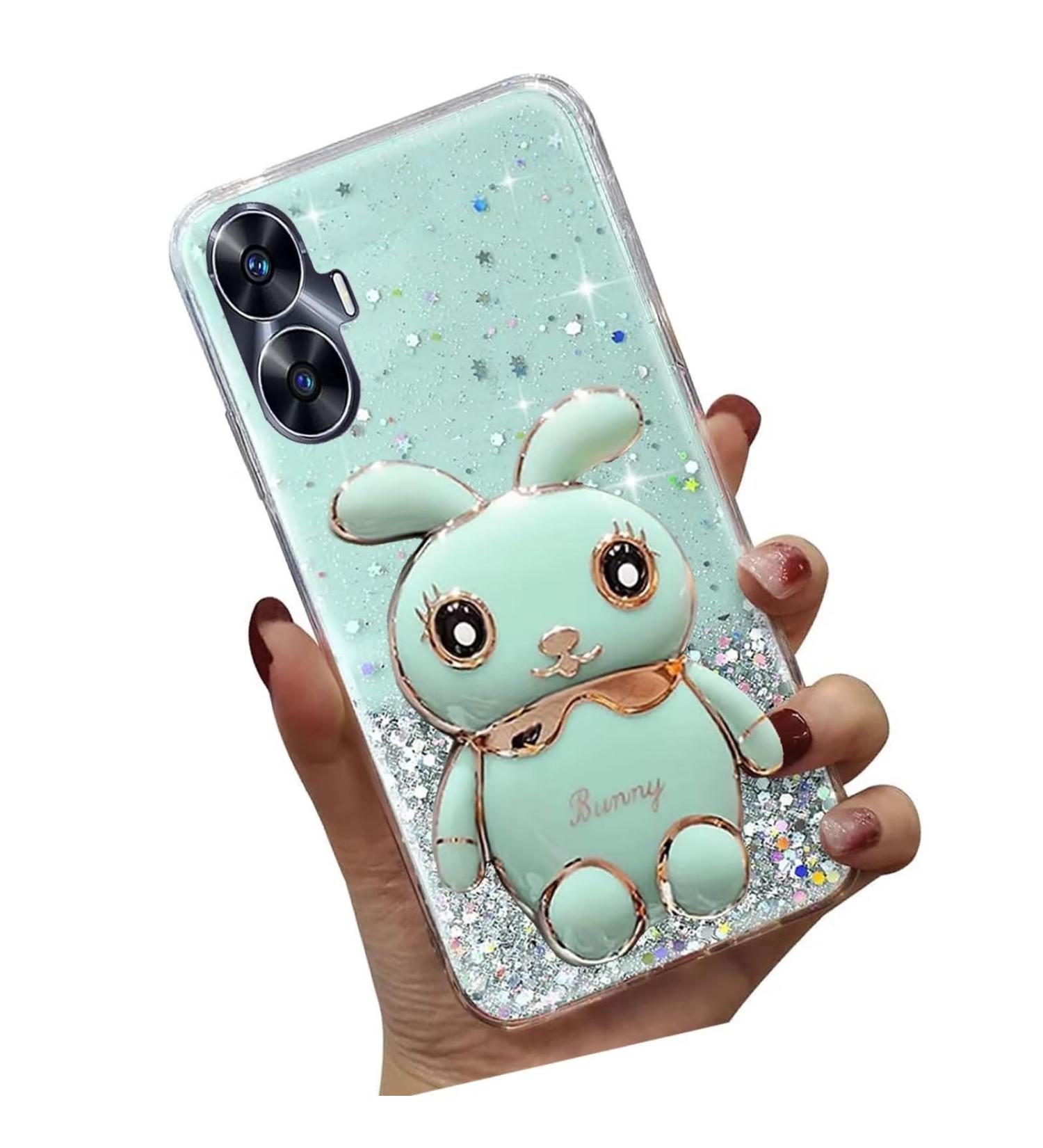 Buy Tivenfezk Nadoli Oppo Realme C55 Case - Glitter Rabbit Soft Silicone Stand Shell - Transparent Protective Cover - Buy Online on SooperMarket.com