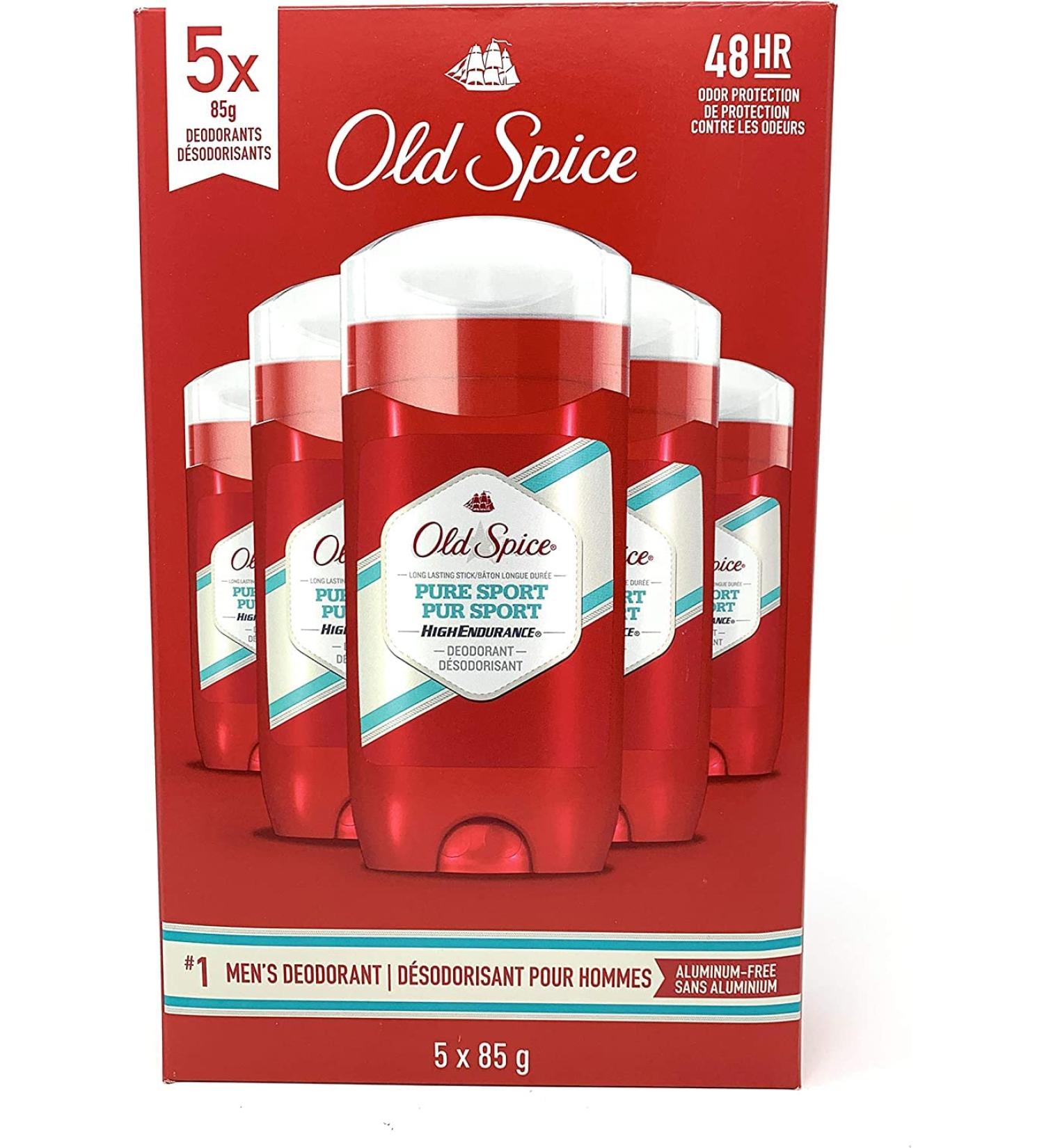 Old Spice High Endurance Deodorant Pure Sport 3 Ounce - Pack of 5 | Long-lasting Odor Protection | Fresh Scent | Value Pack - Buy Online on SooperMarket.com