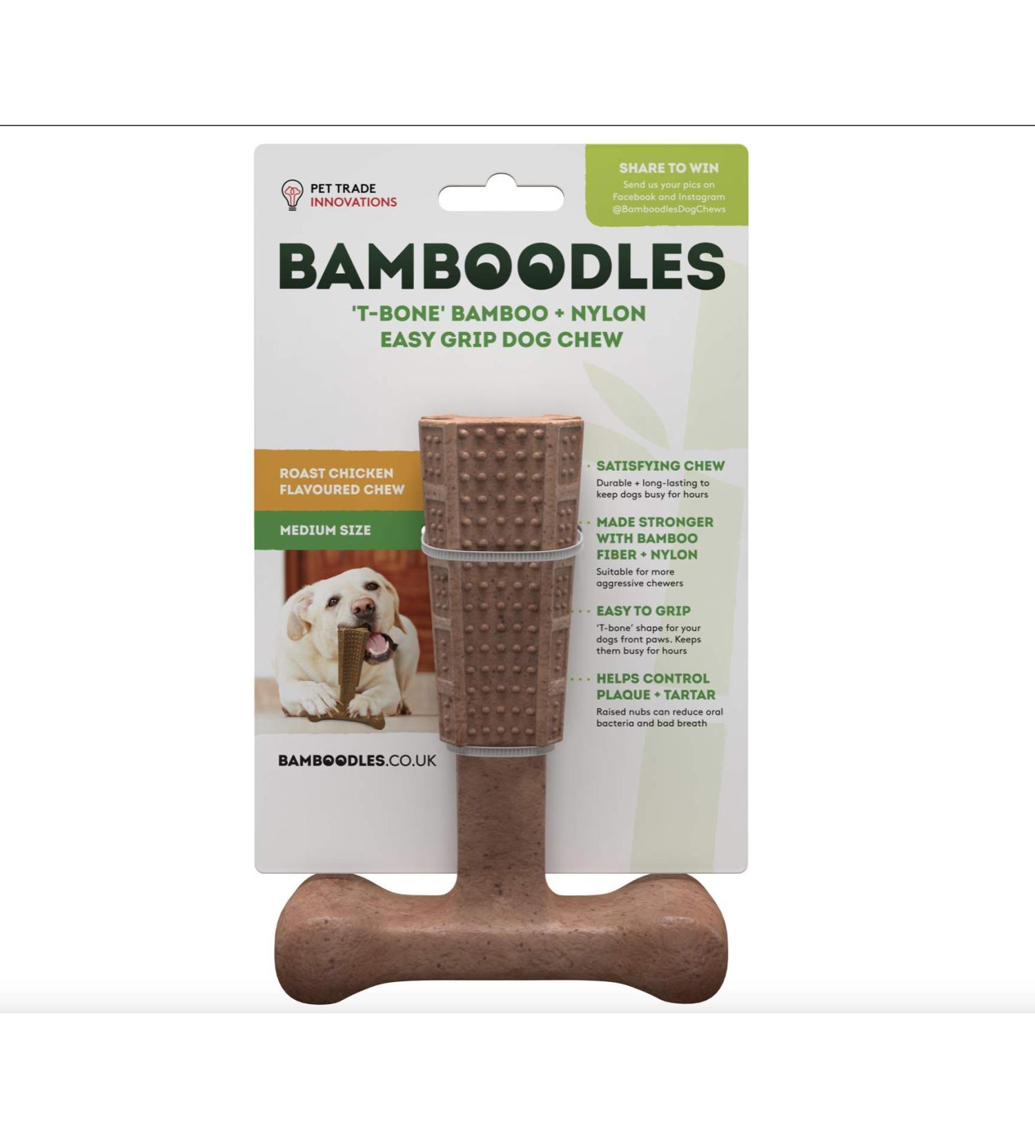 Bamboodles T Bone Dog Chew - Medium Chicken Flavor for Aggressive Chewers - Buy Online on SooperMarket.com