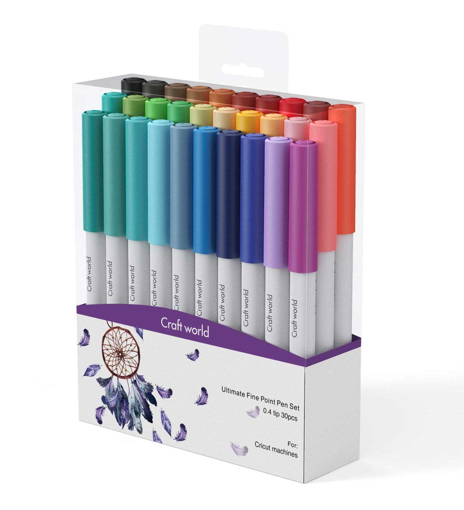 CRAFT WORLD 0.4 Tip Fine Point Pens Set - 30 Pack for Cricut Maker 3/Explore 3/Air 2 - Ultimate Writing Drawing Pen Accessories for Machine - Buy Online on SooperMarket.com
