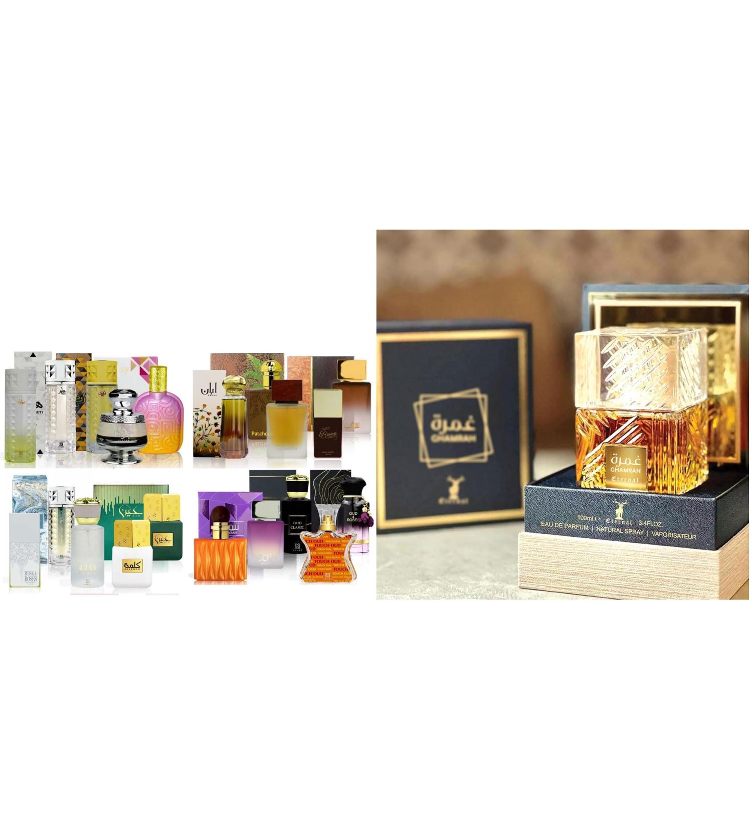 Ahmad Al Maghribi Men's Cologne Sampler Set & Maison d'Orient GHAMRAH 100ml EDP Explore Arabian Fragrances with Rich Gourmand & Spicy Notes