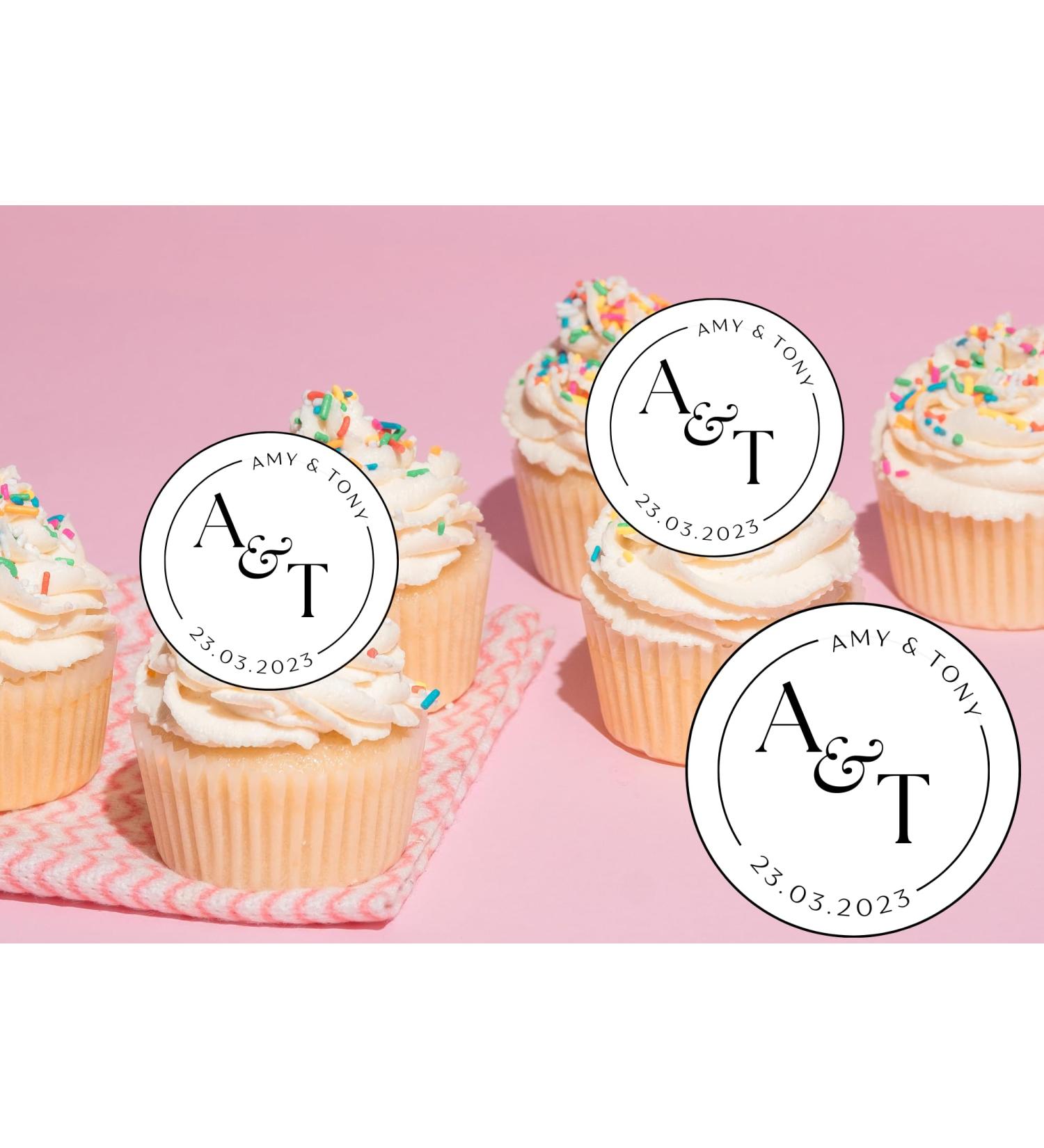 20 x EDIBLE Personalised cupcake toppers wafer/icing uncut WEDDING/ENGAGEMENT/HEN (wafer card)