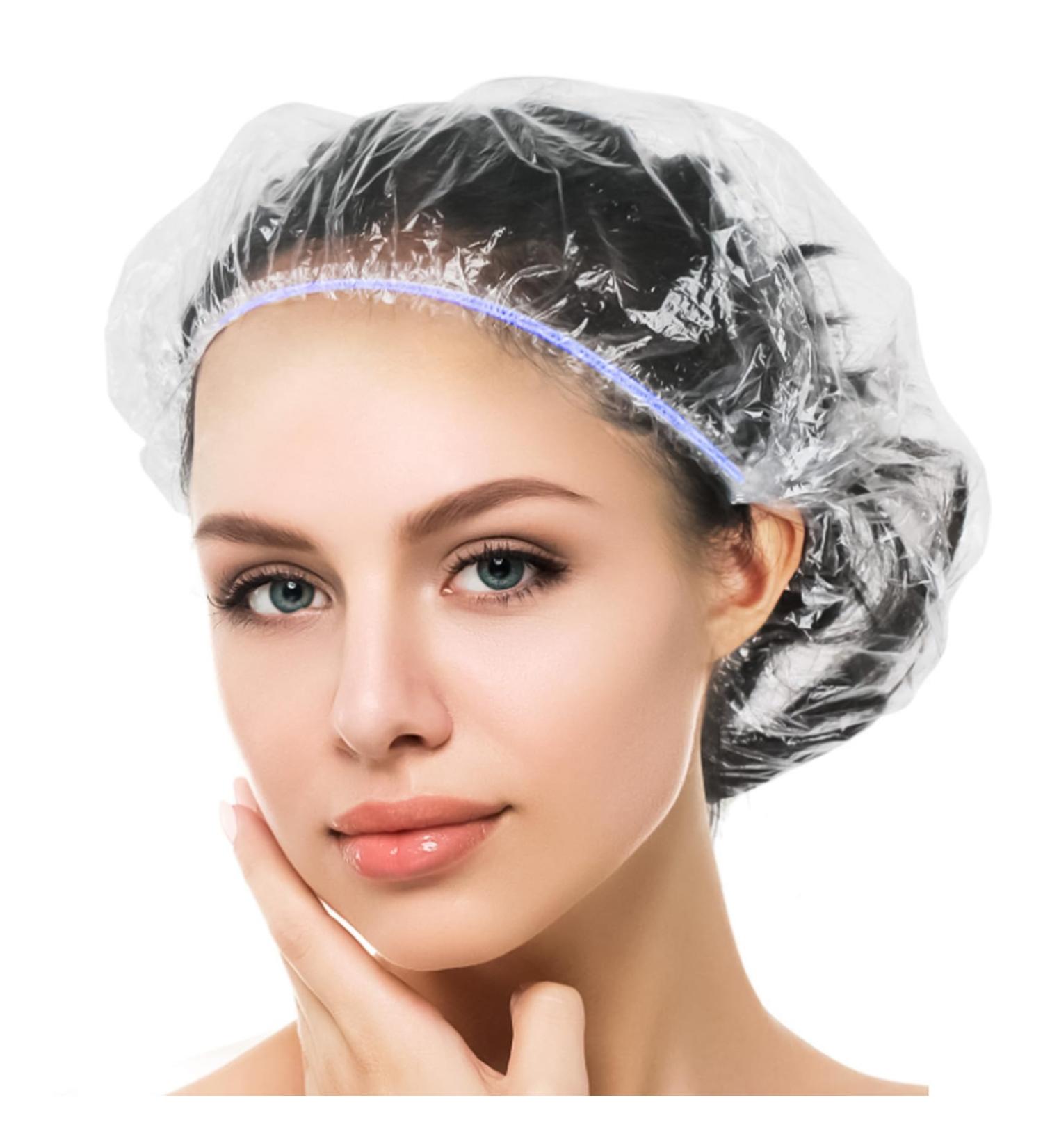 Buy MIS.MOON 135 Disposable Shower Hoods - 52cm Elastic Thick Transparent Hair Caps for Women | Ideal for Travel & Home Use | Colorful & Convenient - Buy Online on SooperMarket.com