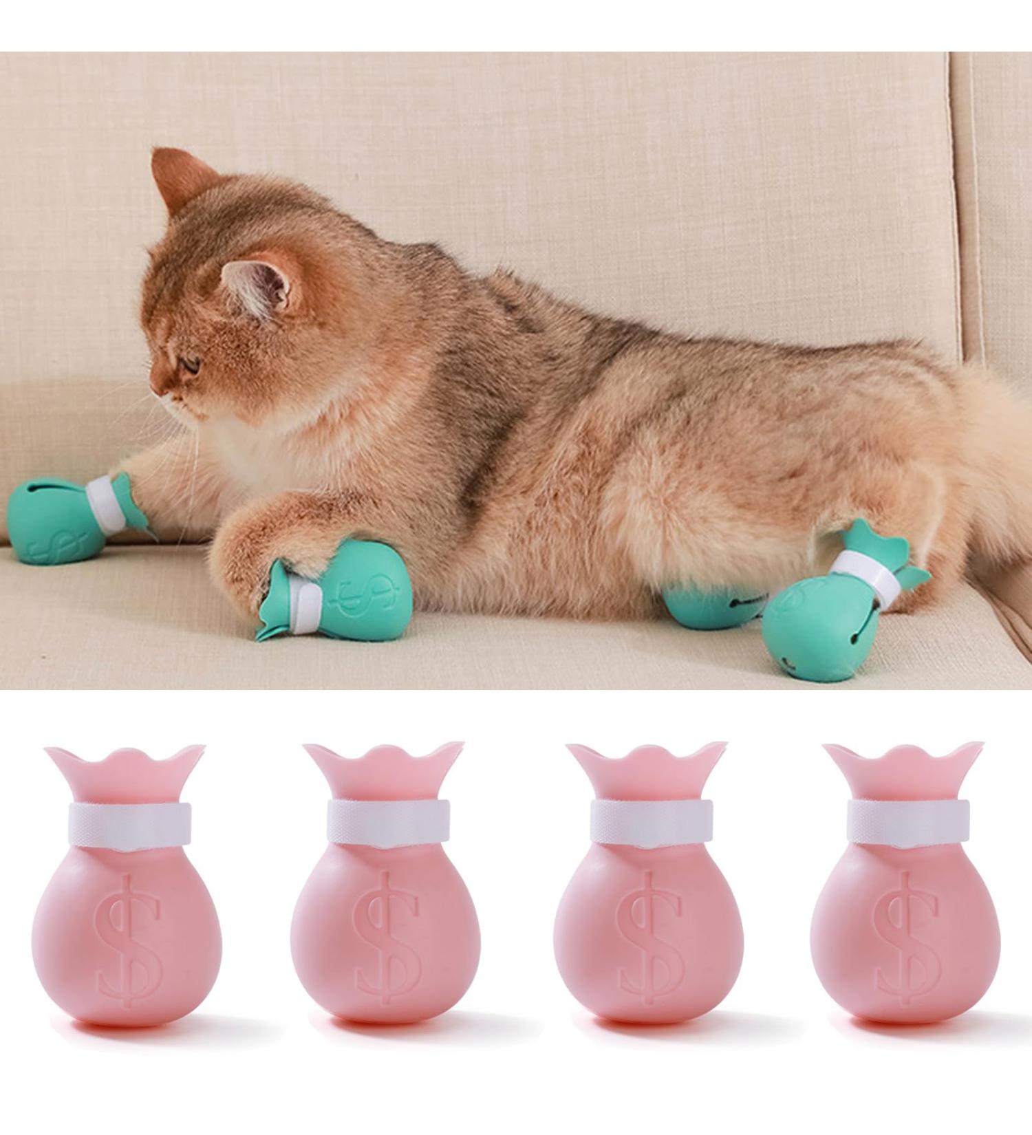Premium 4-Pack Anti-Scratch Silicone Cat Boots | Adjustable Paw Protection for Bathing & Grooming | Rosa Cat Paw Cover Type 1 - Buy Online on SooperMarket.com
