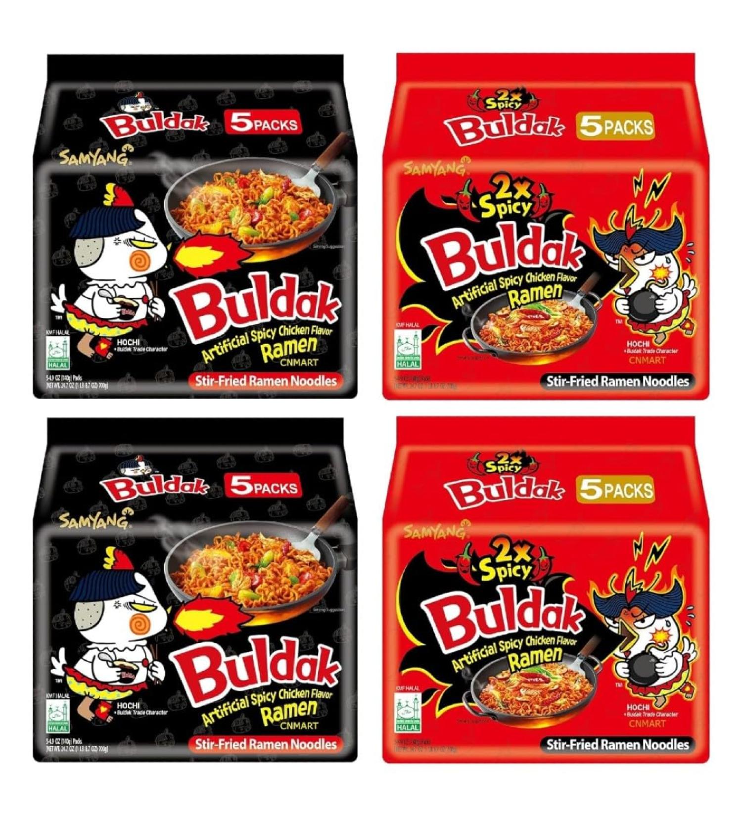 CNMART Samyang Hot Chicken Ramen Noodles (140g Pack of 10) and 2x Spicy Hot Chicken Ramen (140g Pack of 10) - Bundle - Buy Online on SooperMarket.com