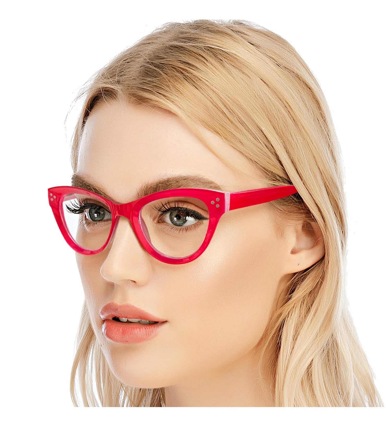 Fashion Oversized Cat Eye Blue Light Blocking Reading Glasses for Women - Red 2.75 - Buy Online on SooperMarket.com