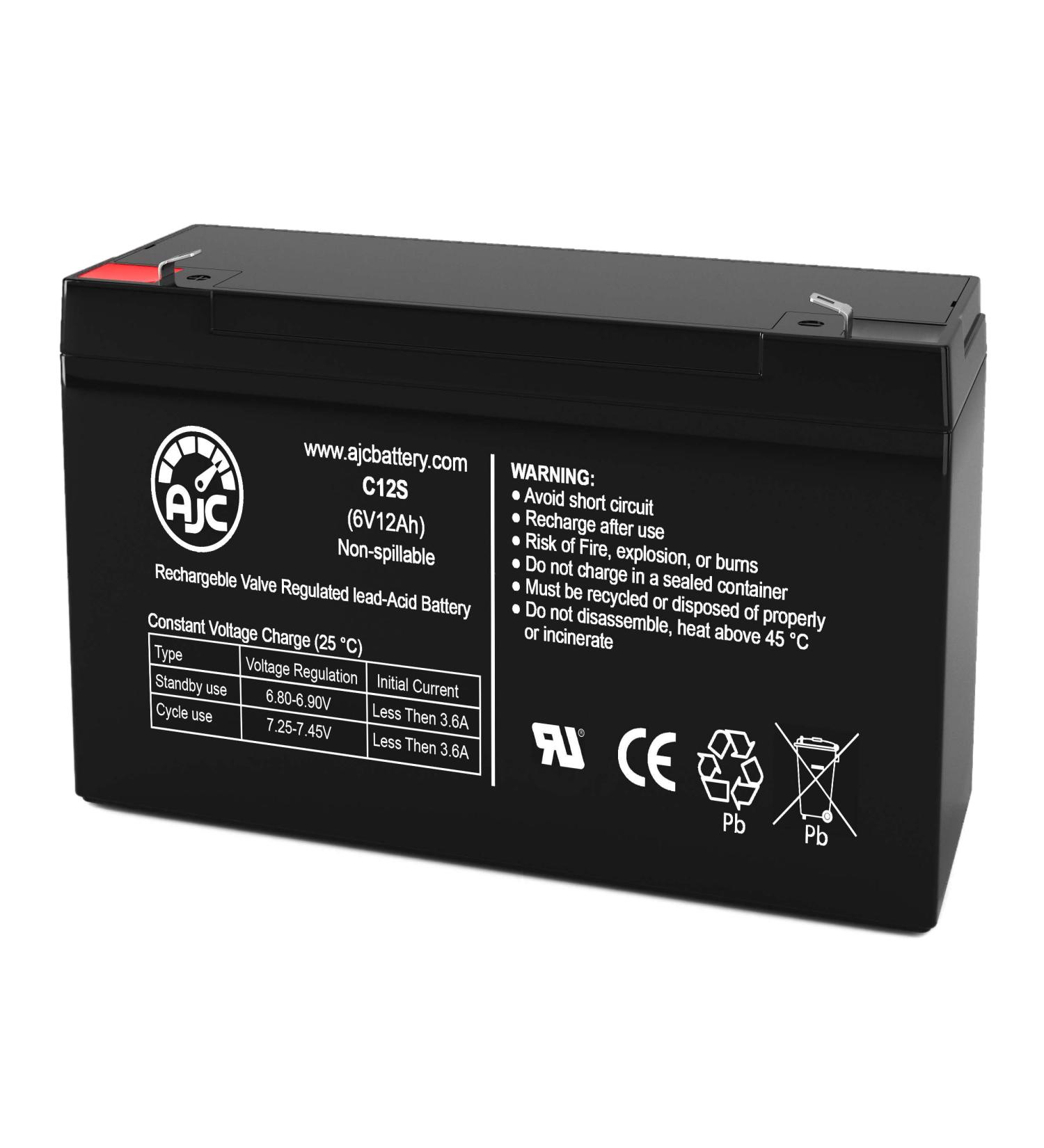 AJC 6V 12Ah UPS Battery Compatible with CSB GP6120 | High-Performance Replacement Battery for International Shipping - Buy Online on SooperMarket.com