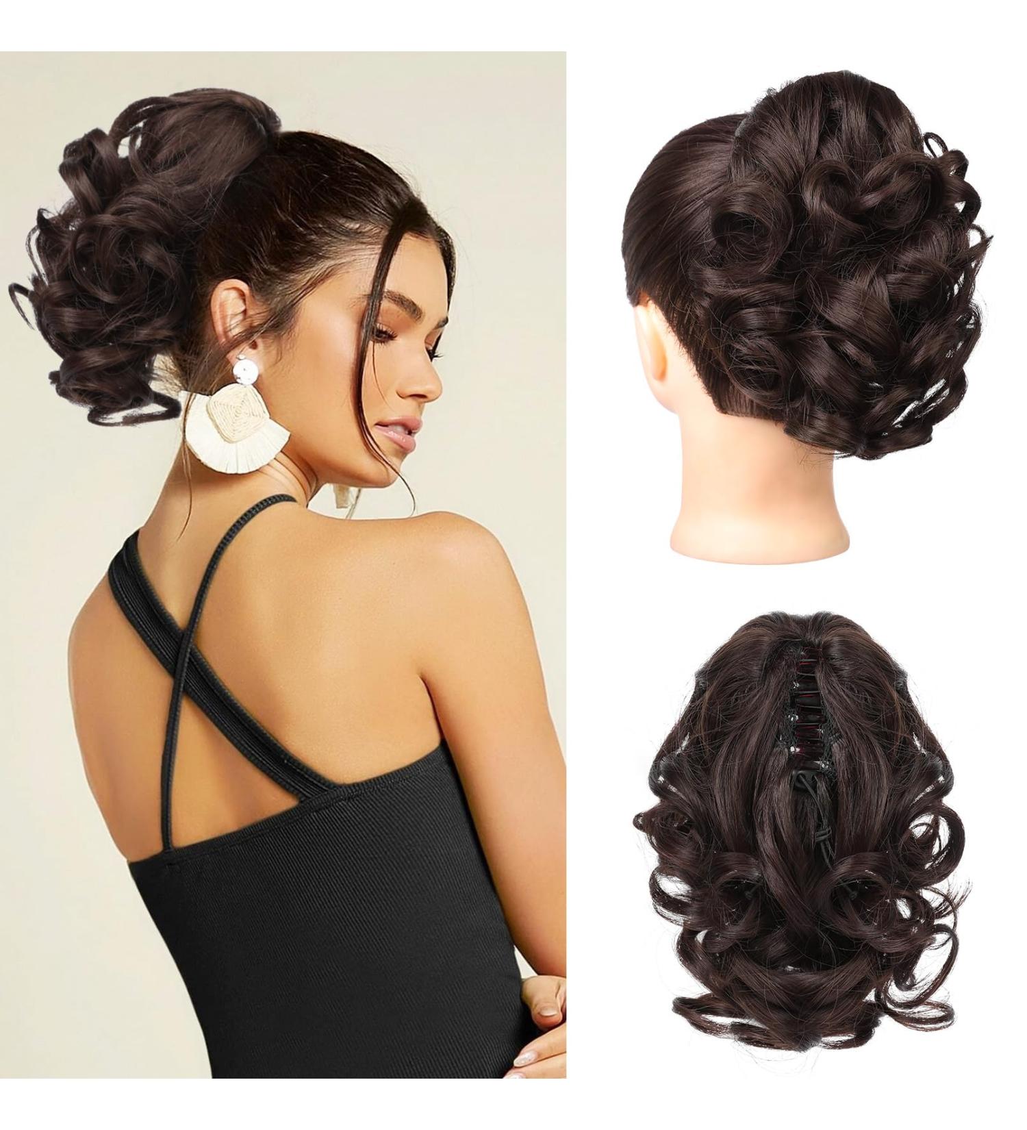 REECHO Short Curly Wavy Dark Brown Ponytail Extension - Claw Clip Hairpiece for Women - Buy Online on SooperMarket.com