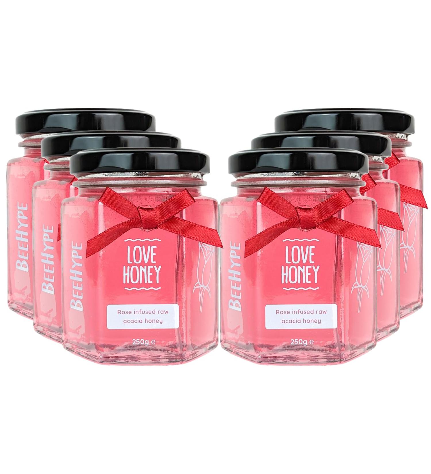 BeeHype - Love Honey Limited Edition Fusion of Raw Acacia Honey with Rose Oil 6 x 250g Love Honey Pack of 6 - Buy Online on SooperMarket.com
