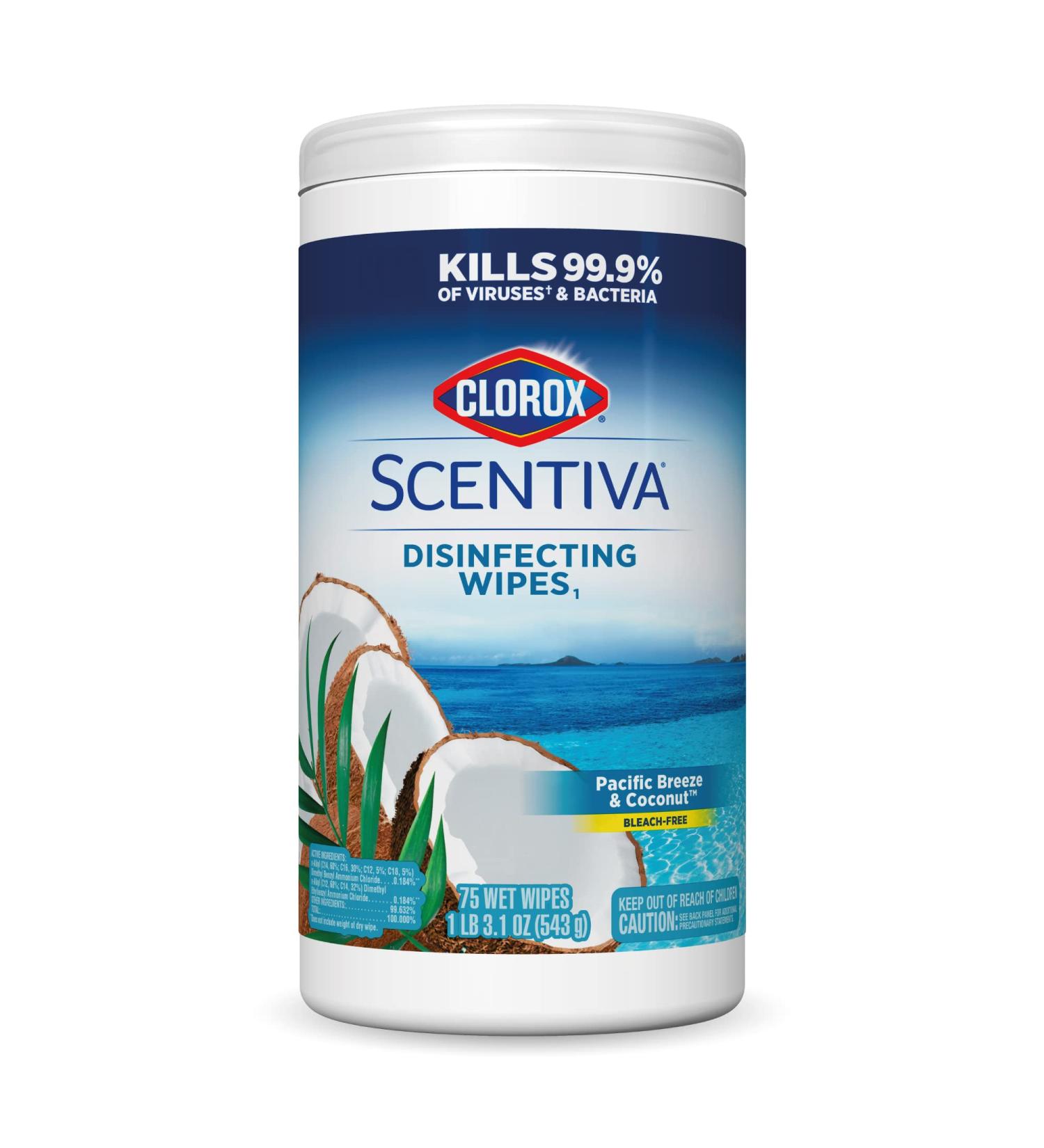Clorox Scentiva Cleaning Wipes | Pacific Breeze & Coconut Scent | 75 Count - Buy Online on SooperMarket.com