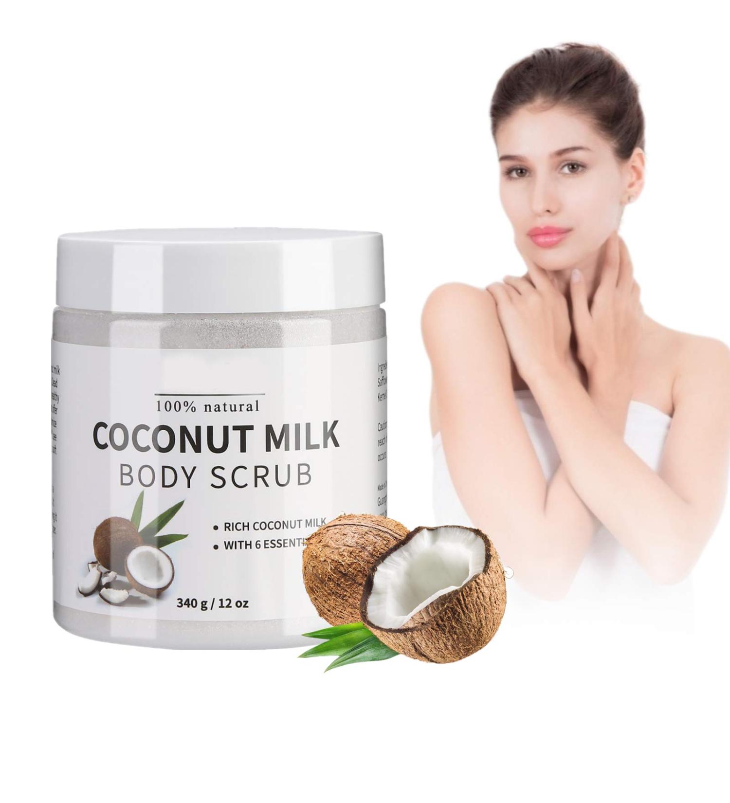 Buy Coconut Milk Body Scrub & Peeling Cream | 340g Moisturizer & Brightening Gel - International Shipping Available - Buy Online on SooperMarket.com
