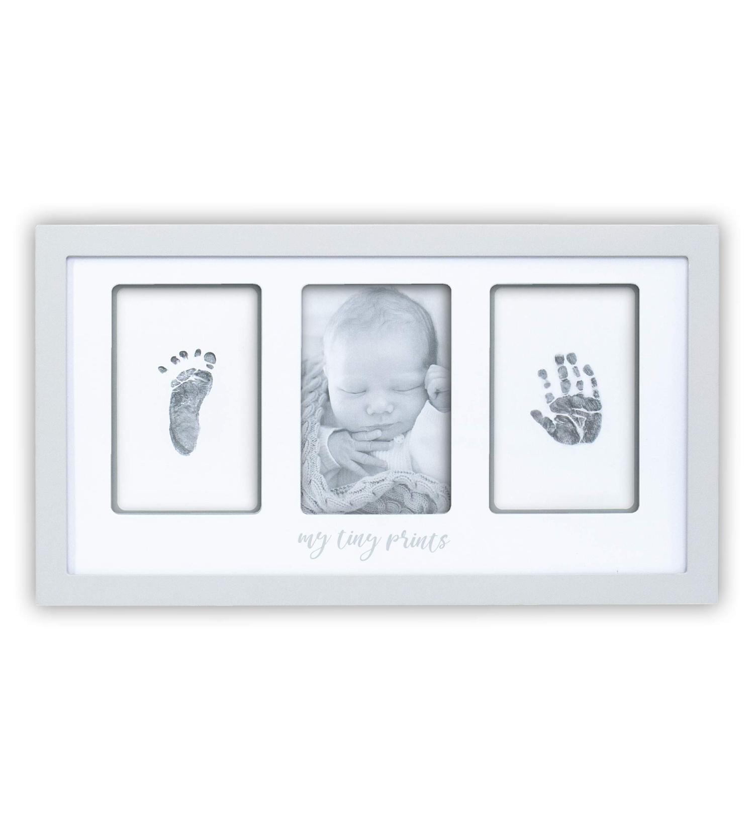 My Tiny Prints Newborn Baby Handprint and Footprint Kit - Baby Keepsake Frame with Ink Pad - Baby Shower Gift - 17 x 9.5 - Gray - Buy Online on SooperMarket.com