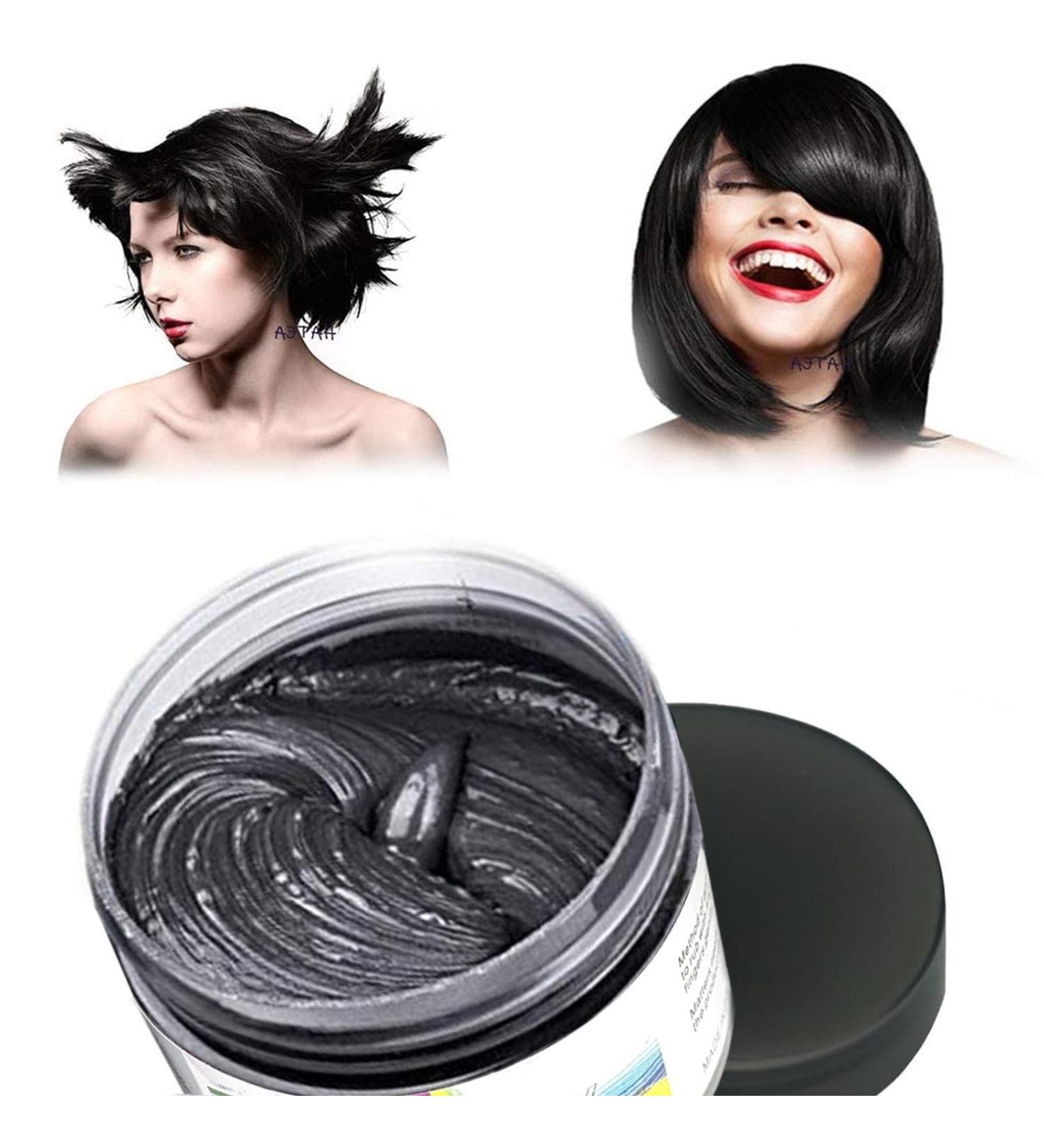 Natural Matte Hair Color Wax for Party & Cosplay - Black | Long-lasting Hairstyle & Easy Application - Buy Online on SooperMarket.com