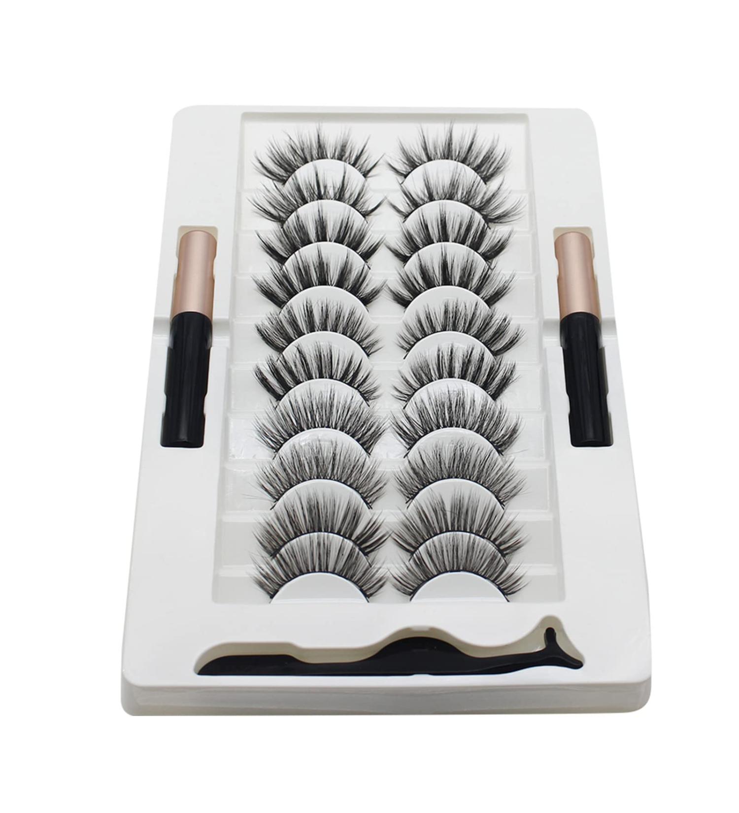 Magnetic Eyelashes And Eyeliner Kit Reusable Magnetic Lashes With Eyeliner And Tweezers 3D Natural Look False Eyelashes Magnetic Eyeliner And Eyelashes Kit - Buy Online on SooperMarket.com