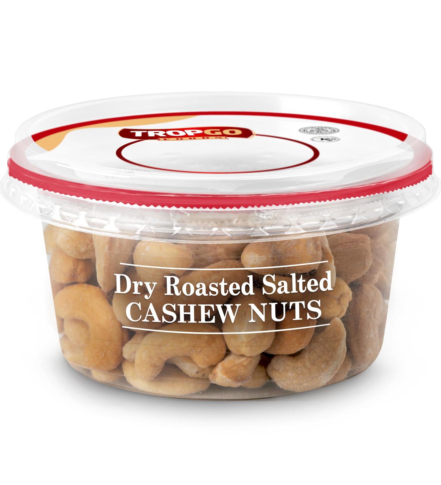 Tropgo Dry Roasted Salted Kosher Cashew Nuts - Guilt-Free Roasted Peanut Snack in a Resealable and Recyclable Tub - Fibre and Protein Rich Healthy Cashew Nuts - Vegan Nuts Snack for all Ages (180G) - Buy Online on SooperMarket.com