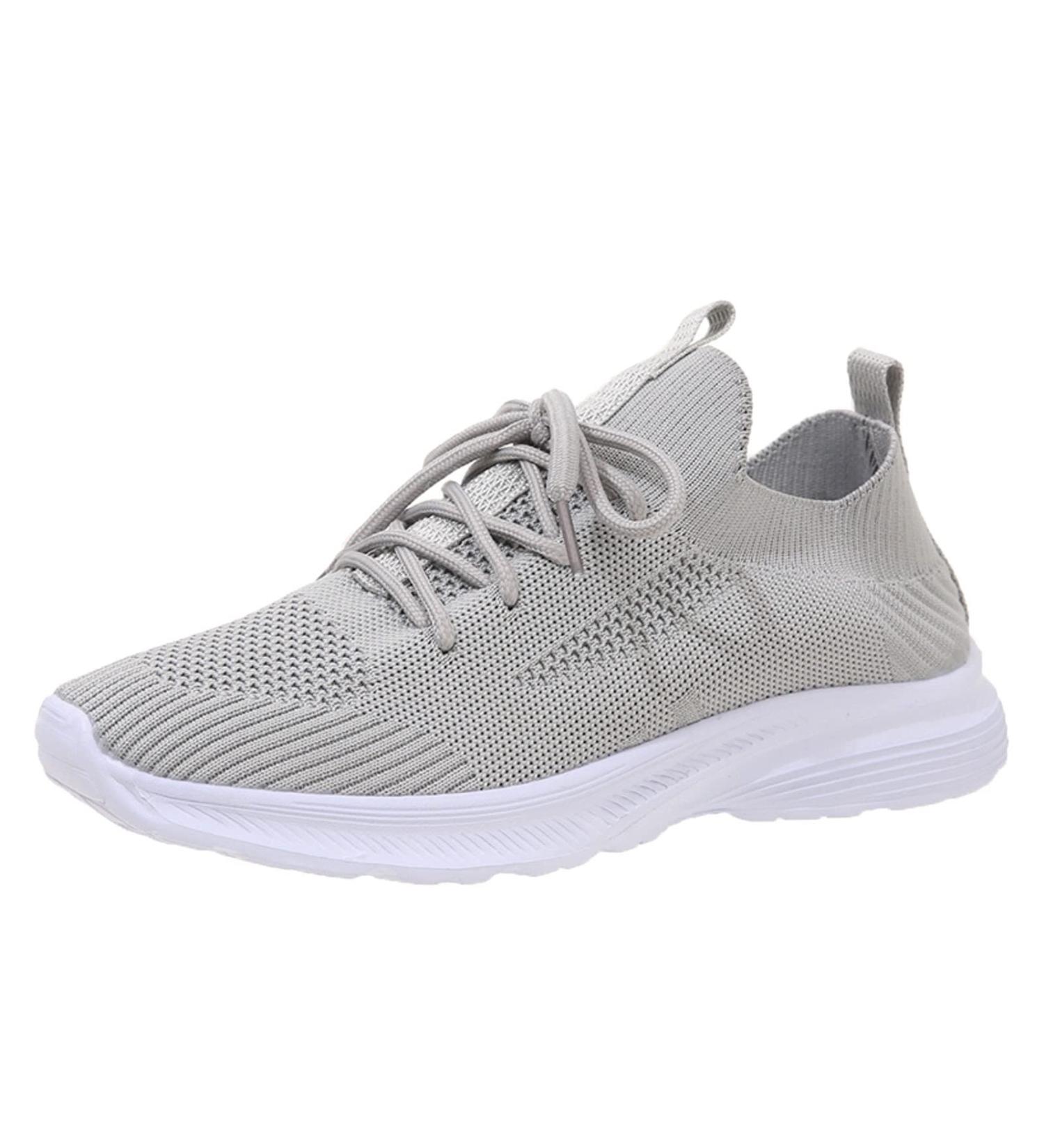 Rytejfes Women's White Sneakers - Summer Lace-Up & Slip-On Shoes for Office & Casual Wear - Available in Gray & Green - Buy Online on SooperMarket.com