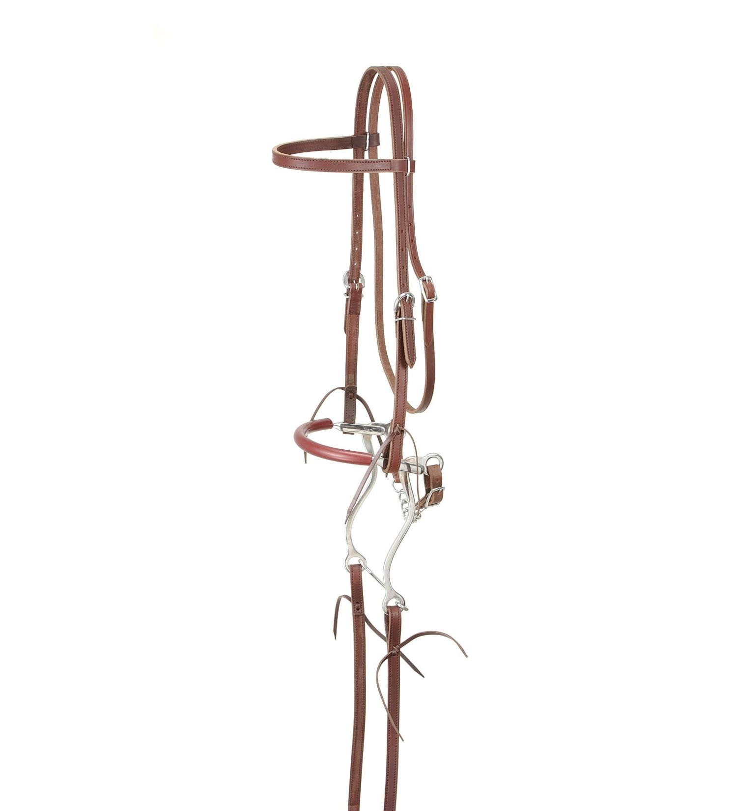 Tough 1 King Series Browband Bridle with Hackamore Medium Tan