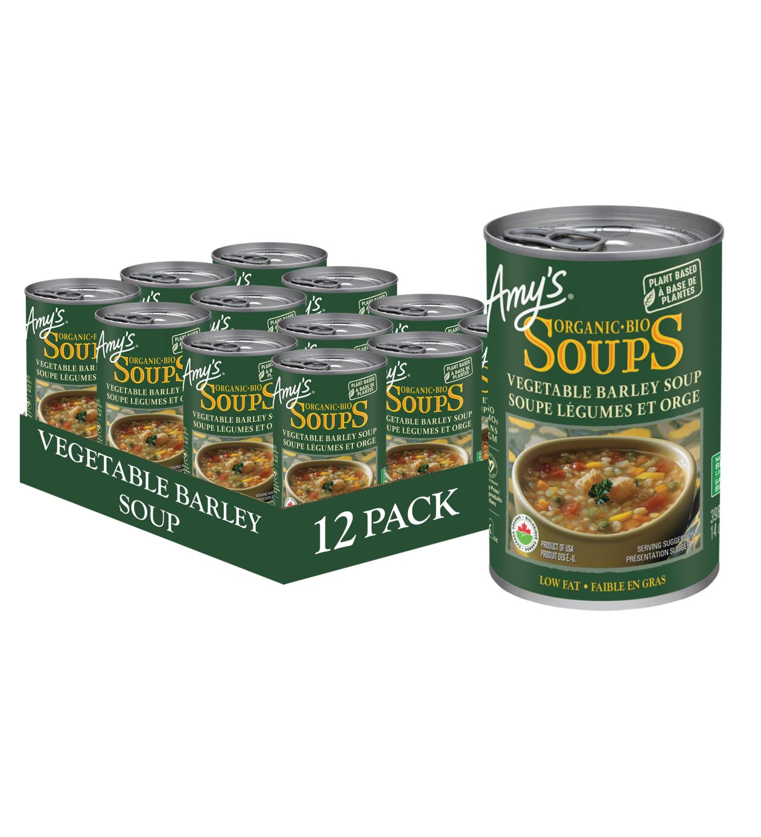 Amy s Kitchen Organic Vegetable Barley Soup Soup Dairy-Free Lactose-Free Soy-Free Corn-Free Tree Nut-Free Vegan Kosher Plant-based 12-pack (398ml per can) - Buy Online on SooperMarket.com