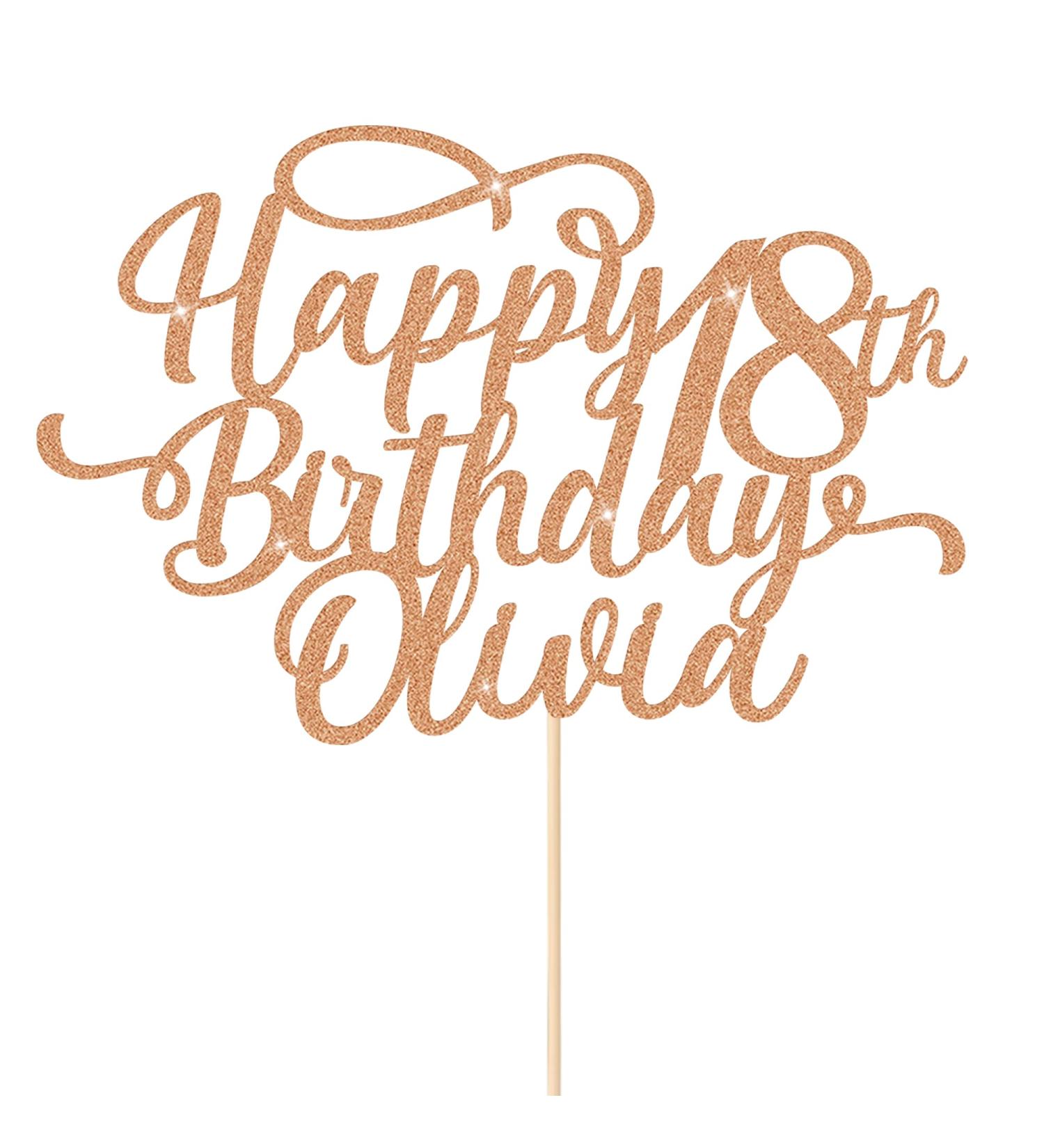 Cake Topper Happy Birthday Cake Topper Personalised Cake Topper Cake Decor Glitter Cake Toppers with Any Name Age 1st 10th 16th 18th 20th 21st 30th 40th 50th 60th 70th 80th (Rose Gold) - Buy Online on SooperMarket.com
