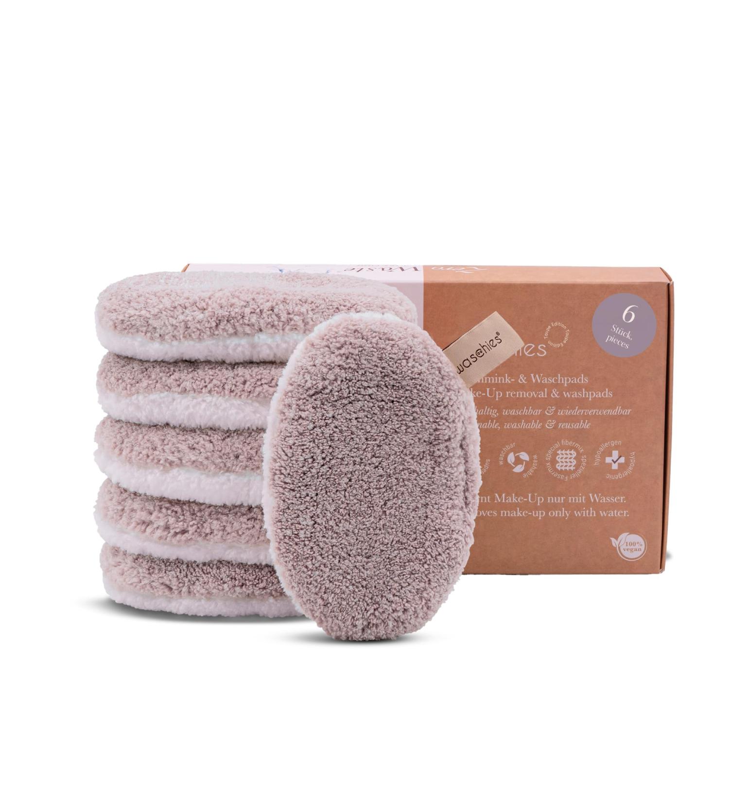 Washaben Washable Lubrication & Cleaning Pads - Reusable Hypoallergenic Skin-Friendly Super Soft Taupe Edition - 6 Set for Deep Pore Cleaning with Just Water - Buy Online on SooperMarket.com