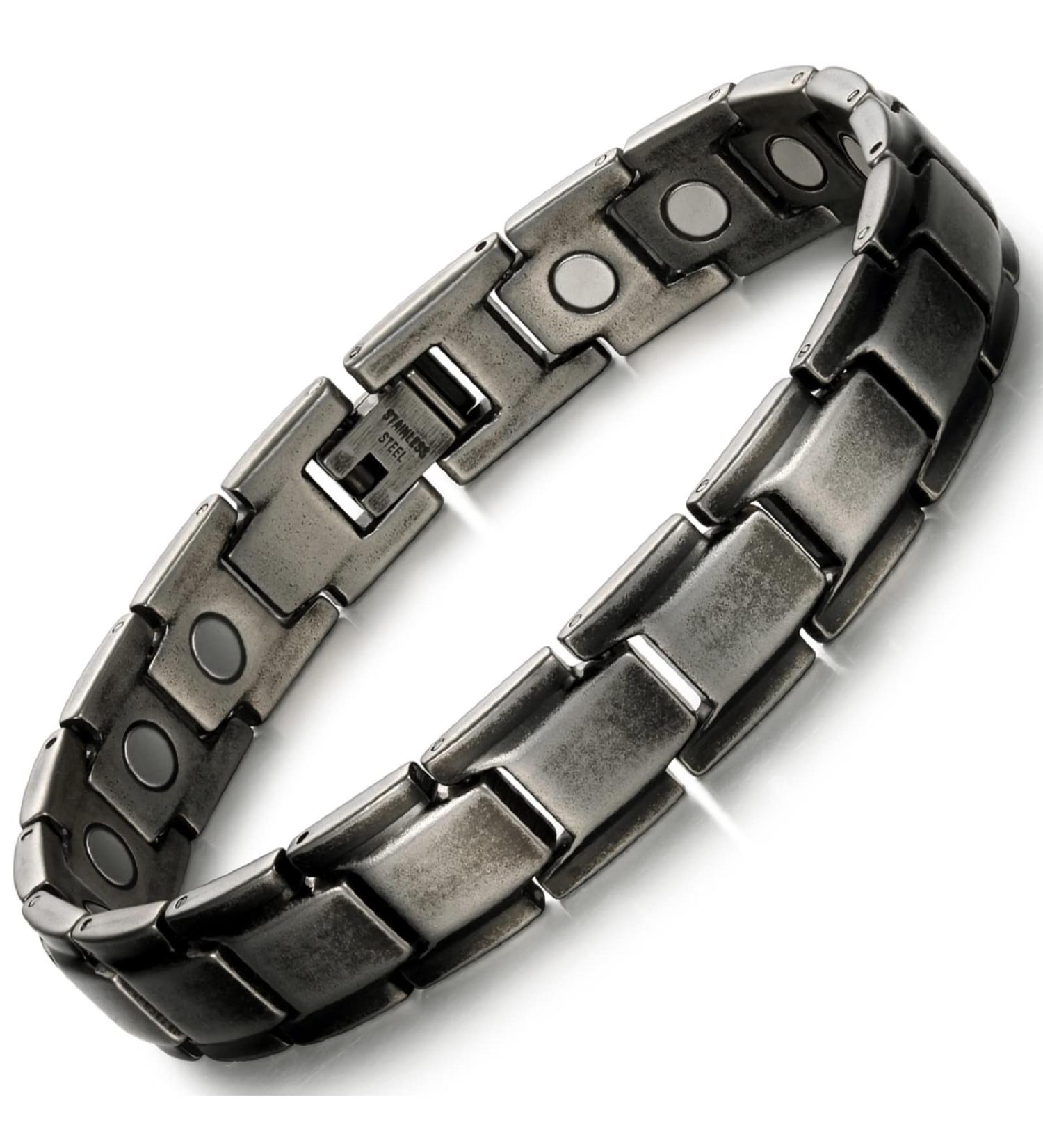 WELMAG WM Magnetic Bracelet for Men Recycled Stainless Steel Strength Magnets Adjustable Length Bracelets with Remove Tool Halloween Jewelry Gift - Buy Online on SooperMarket.com