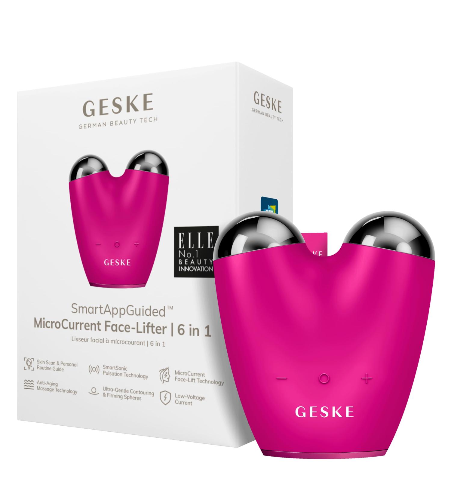 Geske SmartAppGuided Microcurrent Face-Lifter | 6-in-1 Anti-Aging Device for Facial Lifting Jawline Training & Double Chin Removal - Buy Online on SooperMarket.com