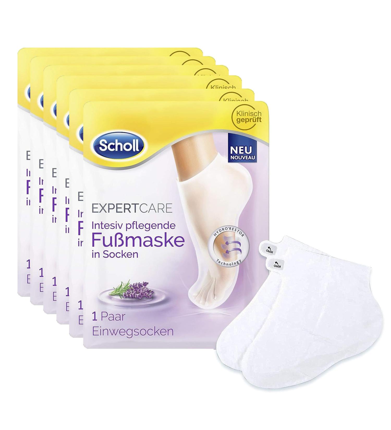 Scholl EC Intensive Nourishing Foot Mask - Lavender Oil - Hydrating Care - 6 Pairs of Disposable Socks - International Shipping - Buy Online on SooperMarket.com