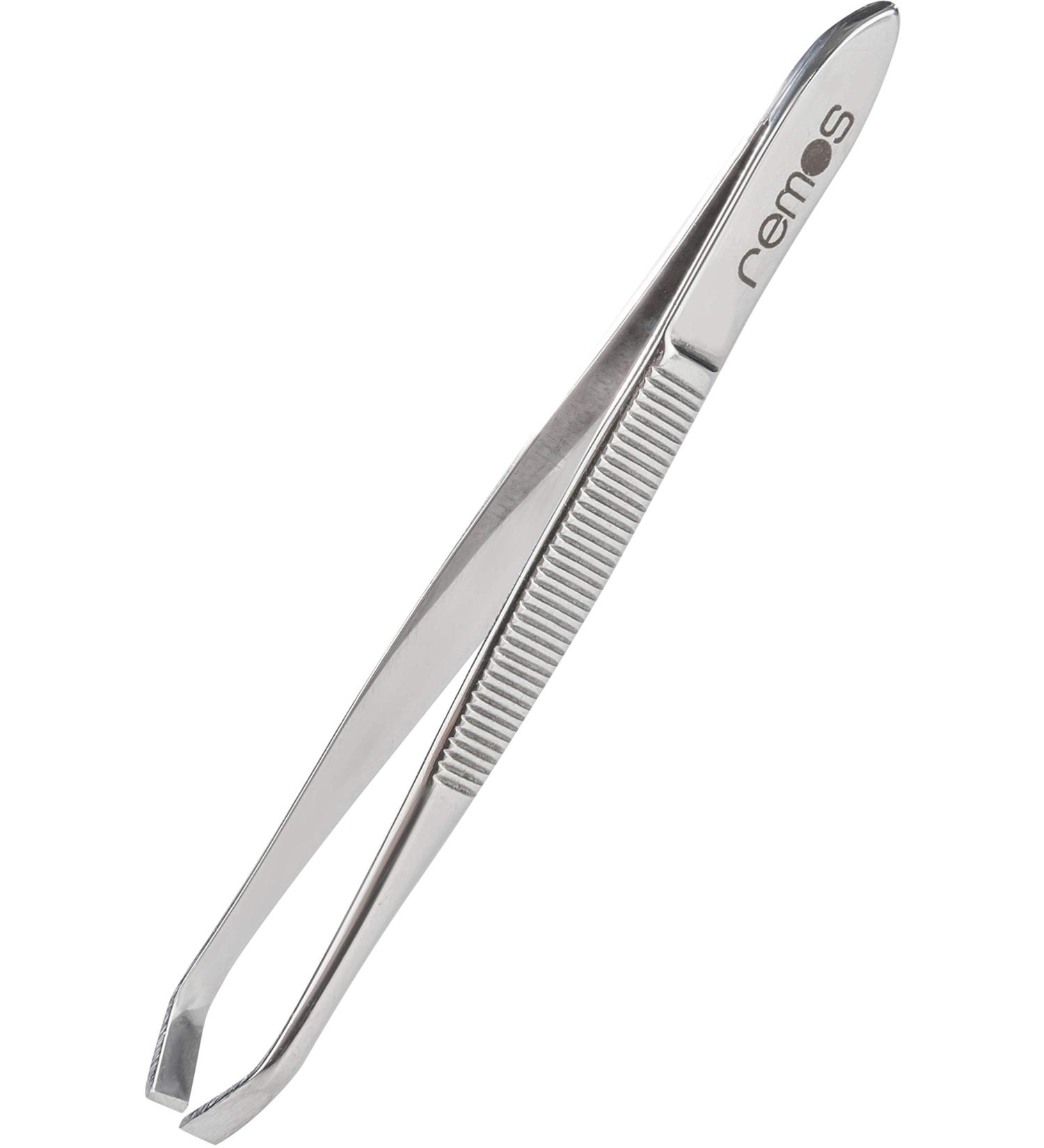 REMOS Stainless Steel Tweezers - Slanted & Cranked Tip - 8 cm | Precision for Perfect Grooming & Crafting - Buy Online on SooperMarket.com