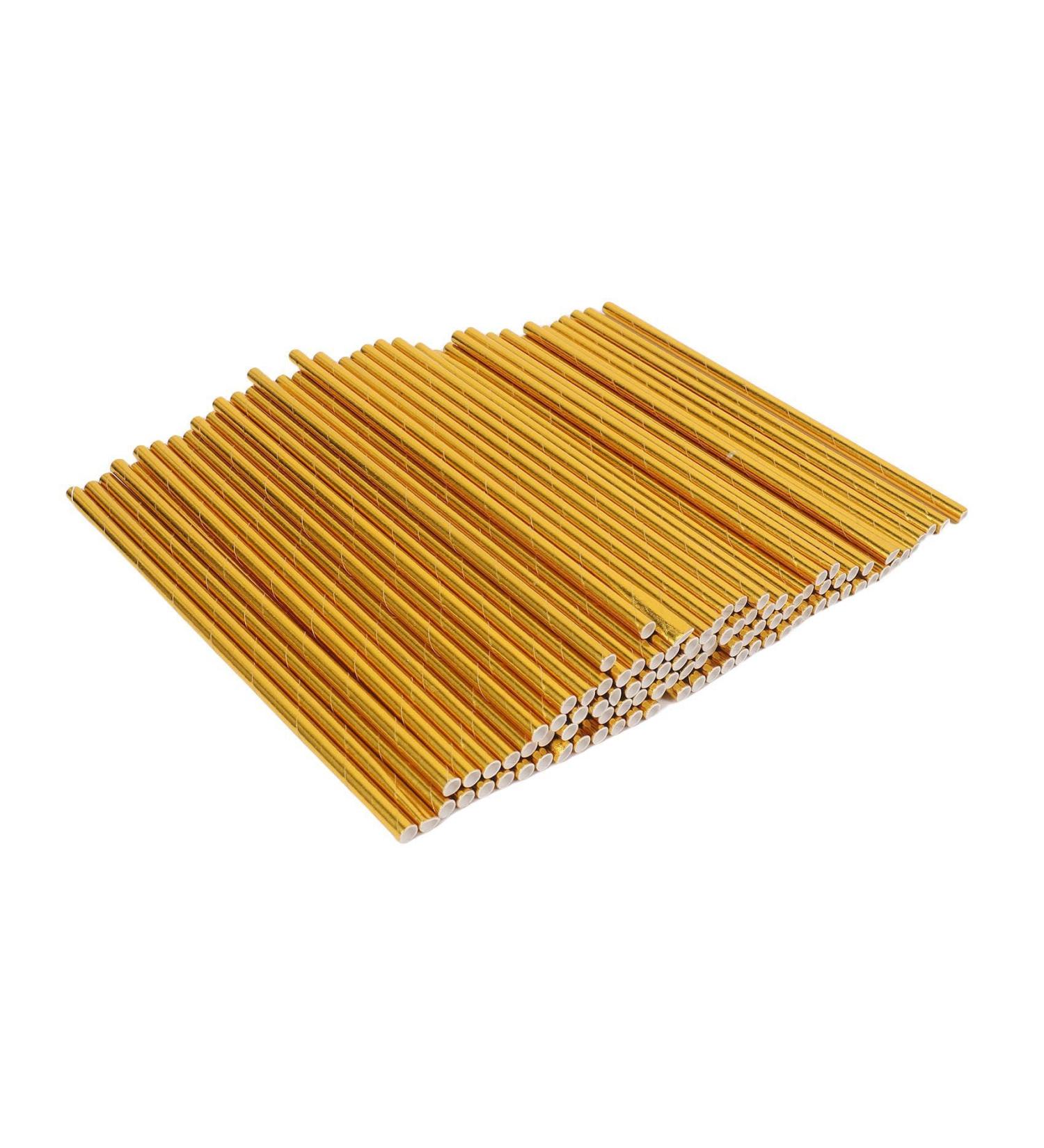 AIDIRui Gold Foil Paper Straws Biodegradable Disposable Party Drinking Straws Pack of 100 Holiday Celebrations - Buy Online on SooperMarket.com