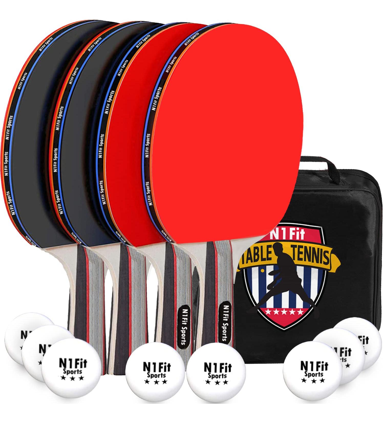 Premium 4 Player Ping Pong Paddle Set with 8 Professional Balls - Indoor-Outdoor Table Tennis Kit with Portable Storage Case - Buy Online on SooperMarket.com