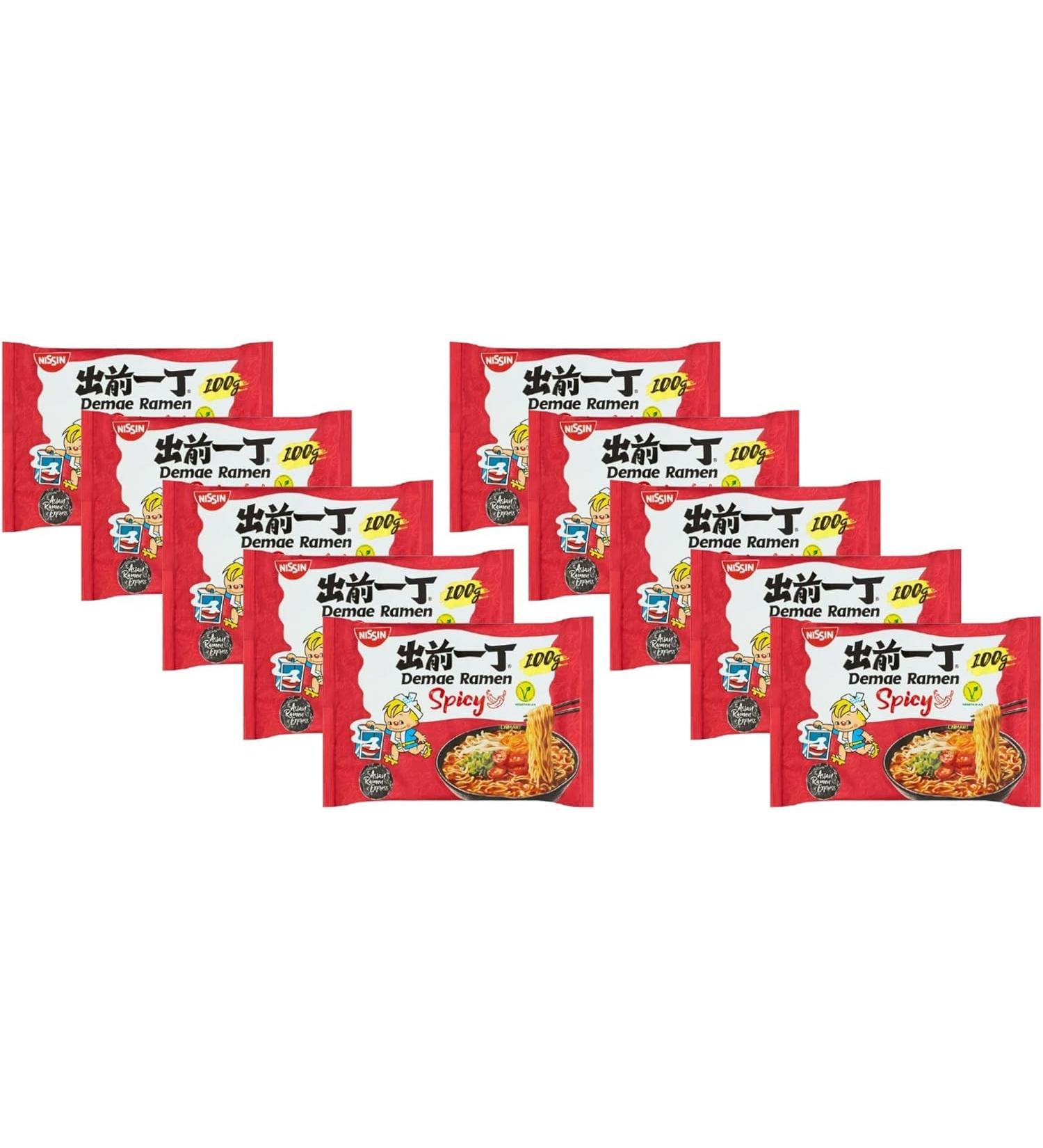 Nissin Japanese Demae Ramen Instant Noodles Spicy Flavour 100g (Pack of 10) - Buy Online on SooperMarket.com