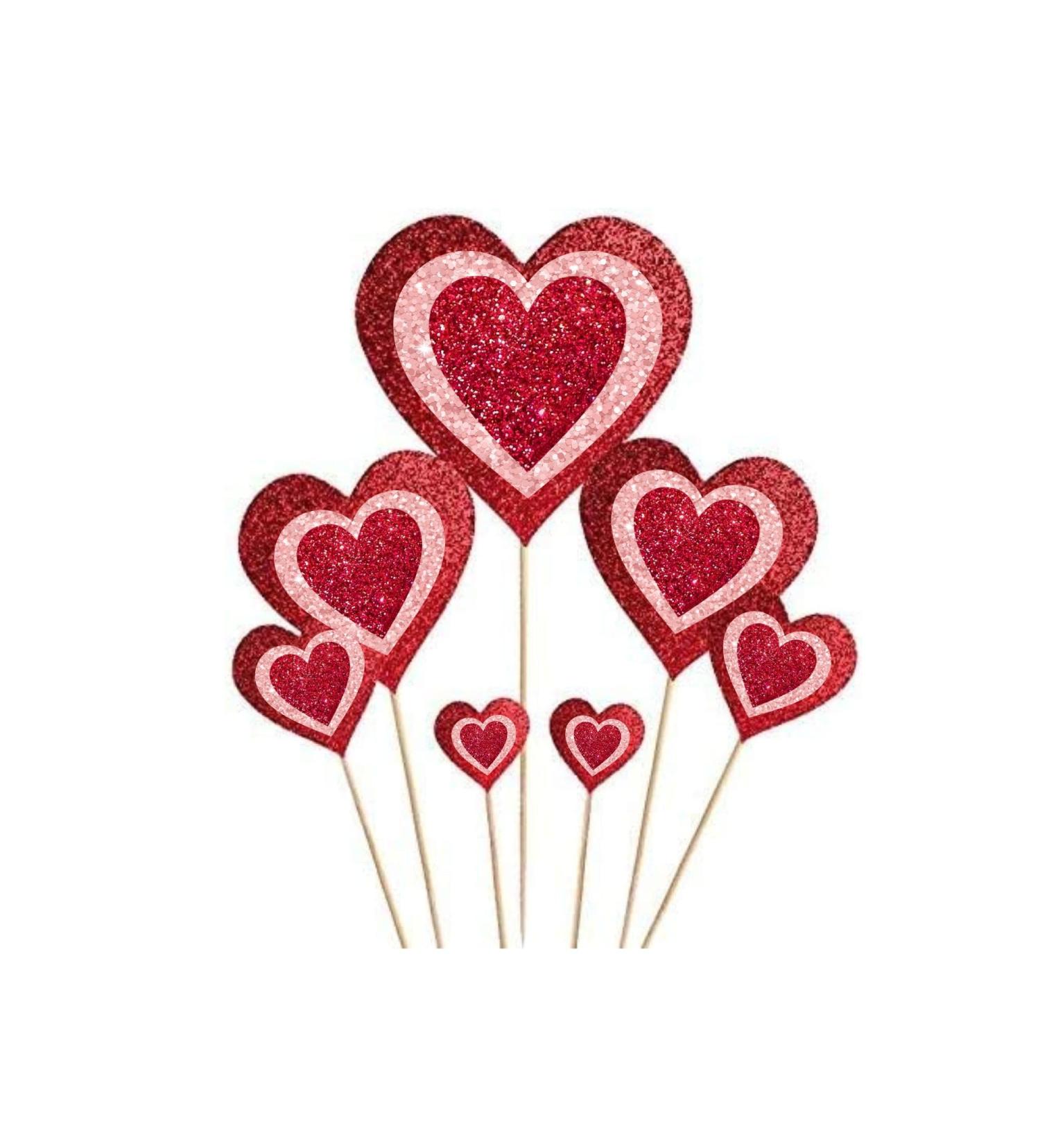 14 pcs Glitter Red Heart Cake Toppers Picks for Sweet Love Theme Wedding Engagement Valentine's Day Bridal Shower Mother's Day Party Cake Decors (Red Pink) - Buy Online on SooperMarket.com