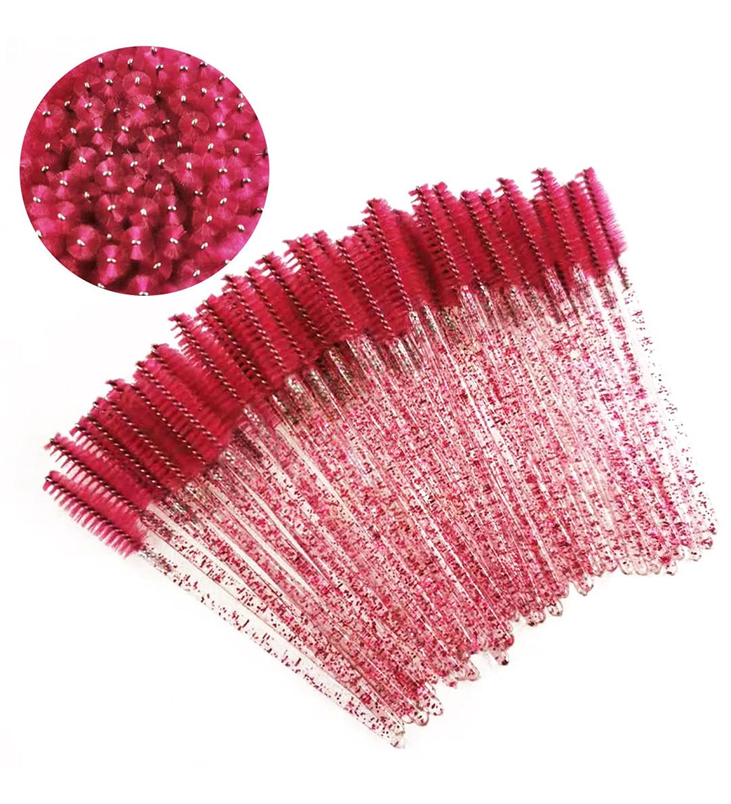 ZHIYE 50 PCS Disposable Eyelash Mascara Brushes Wands | Red Eyebrow Castor Oil Brush Kit | Makeup Tool Applicator Set - Buy Online on SooperMarket.com